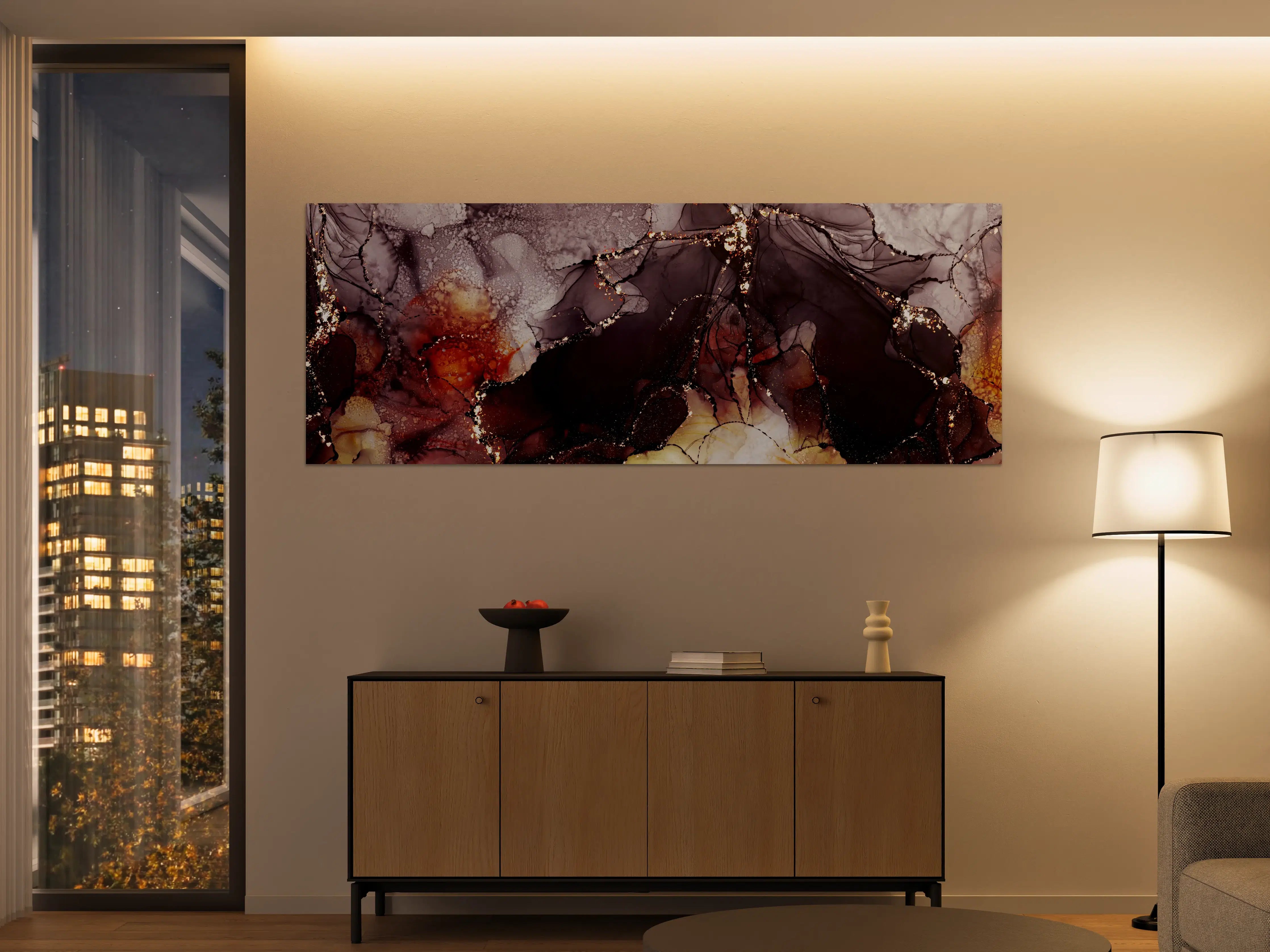 Große Wandbilder - Gold-Schimmer Fluid Art Design