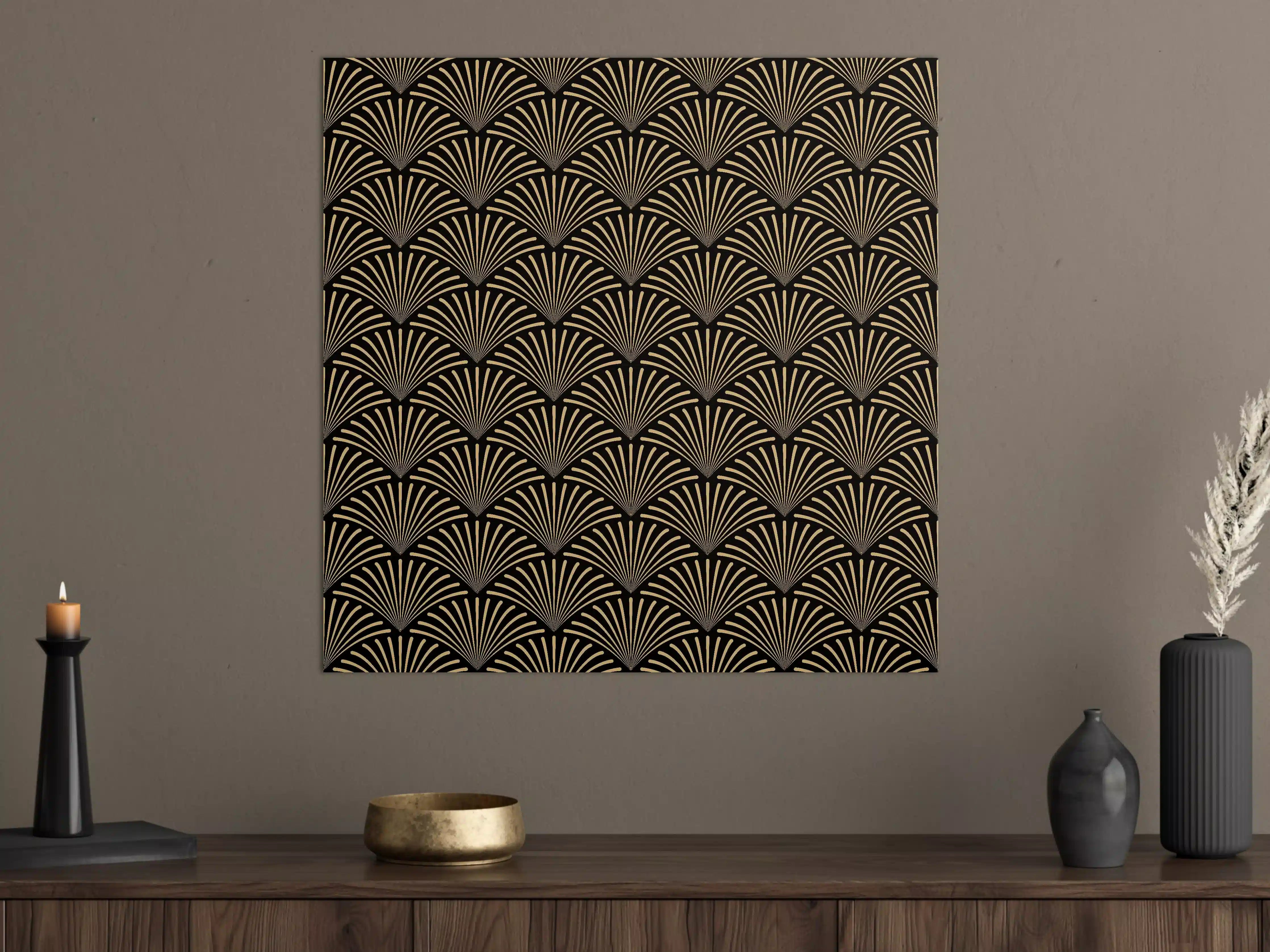 Große Wandbilder - Gold-Schwarz Art Déco Muster