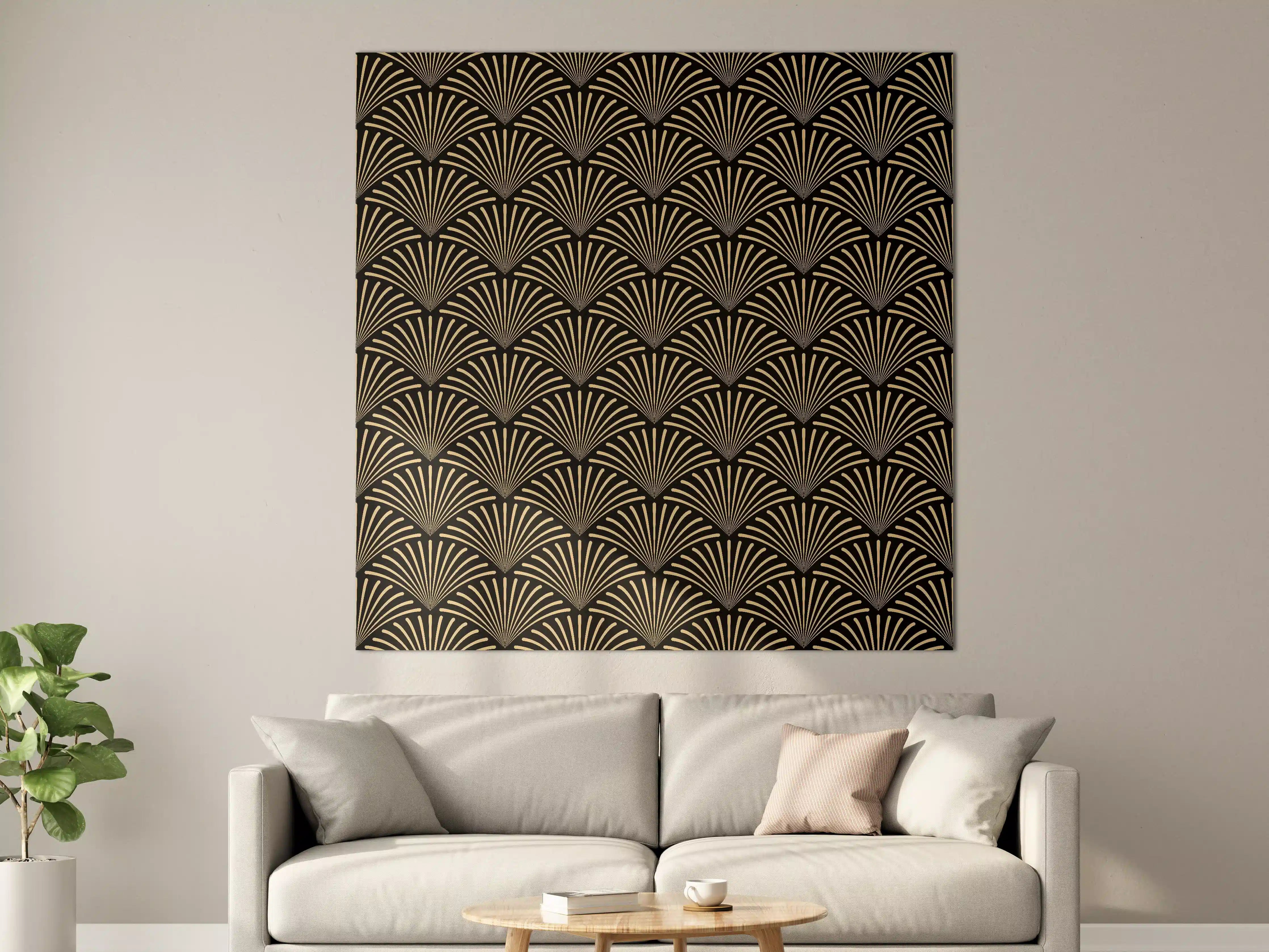 Große Wandbilder - Gold-Schwarz Art Déco Muster