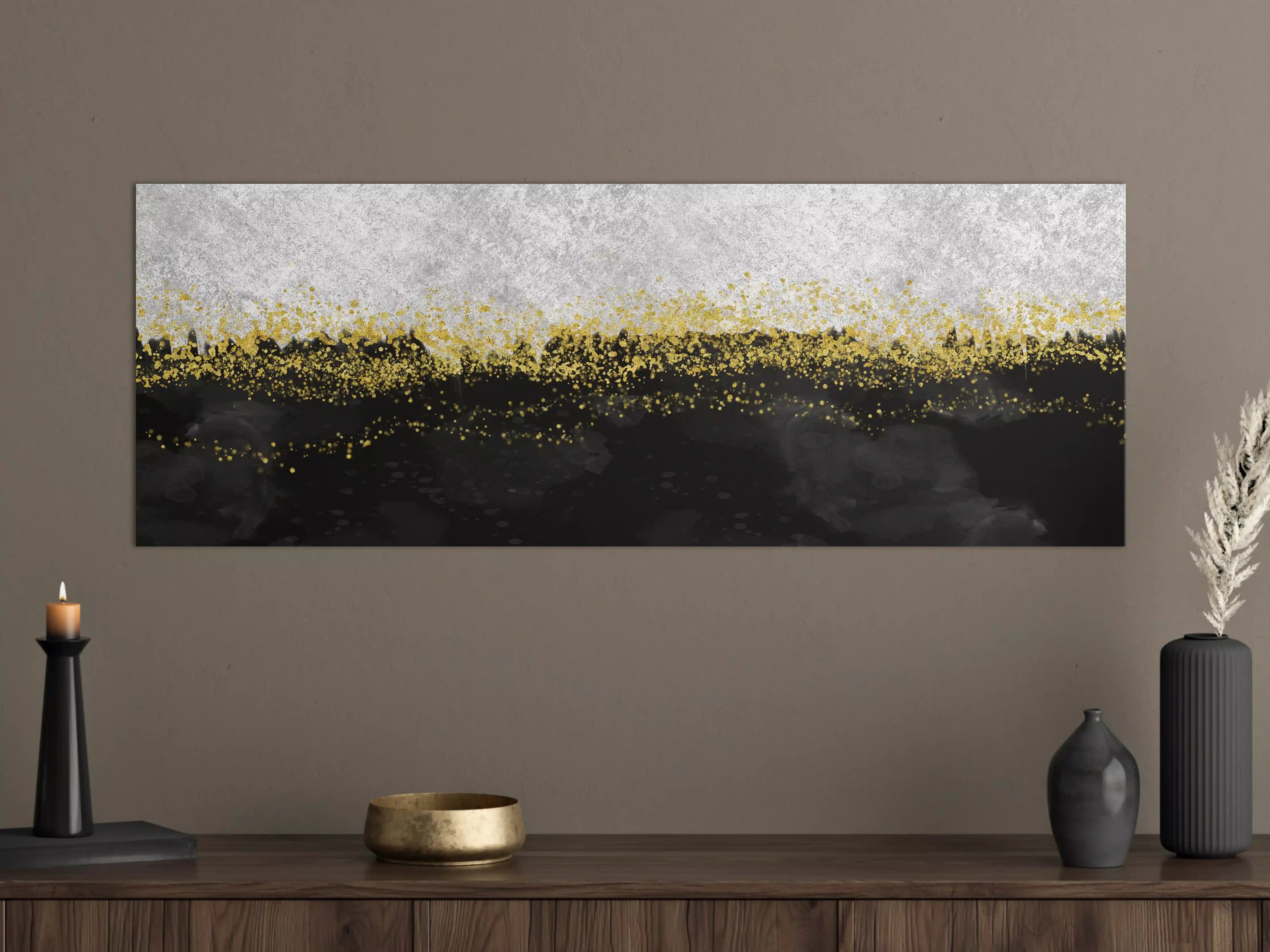 Große Wandbilder - Gold-Schwarz-Weiß Resin Geode