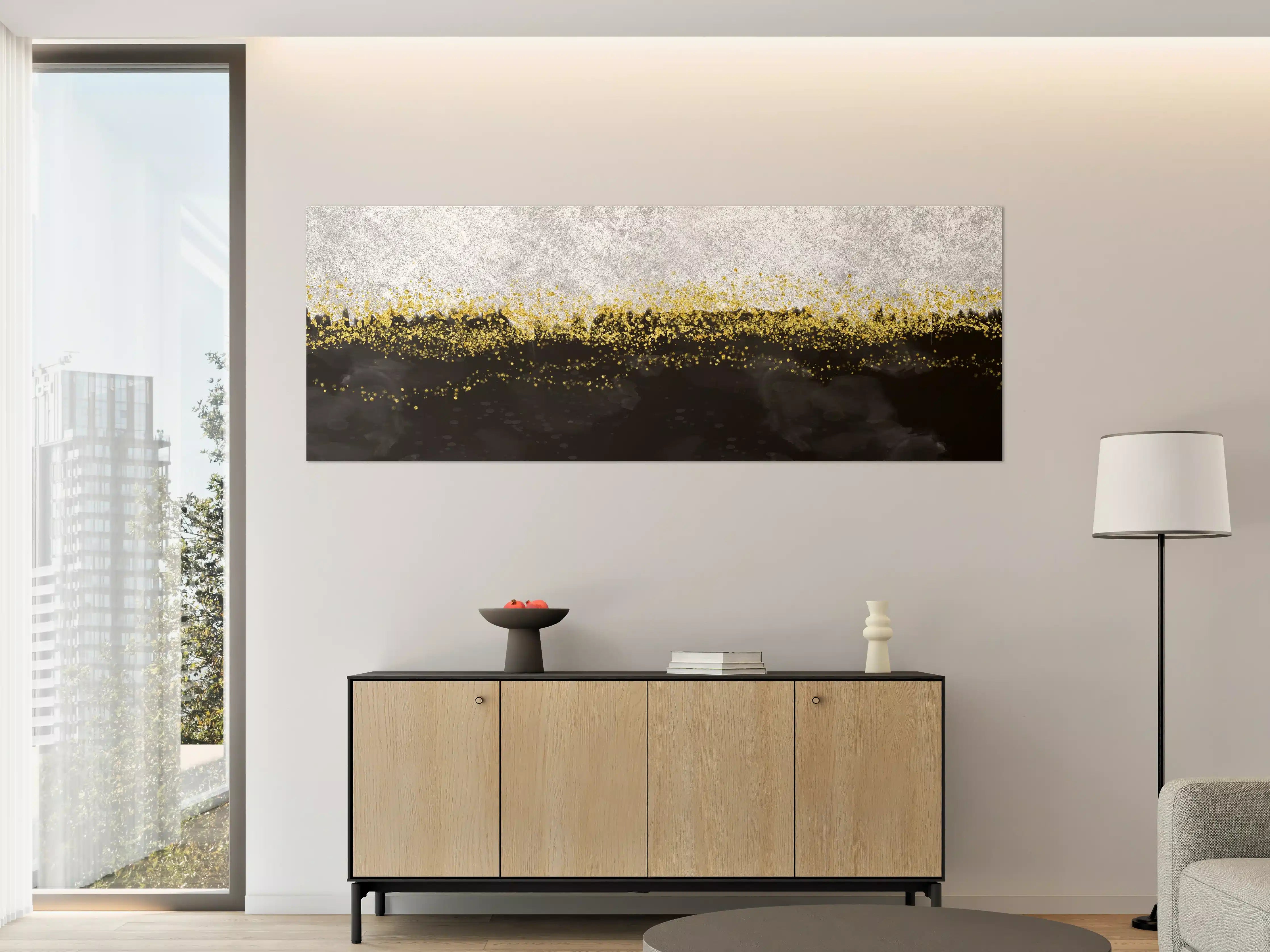 Große Wandbilder - Gold-Schwarz-Weiß Resin Geode
