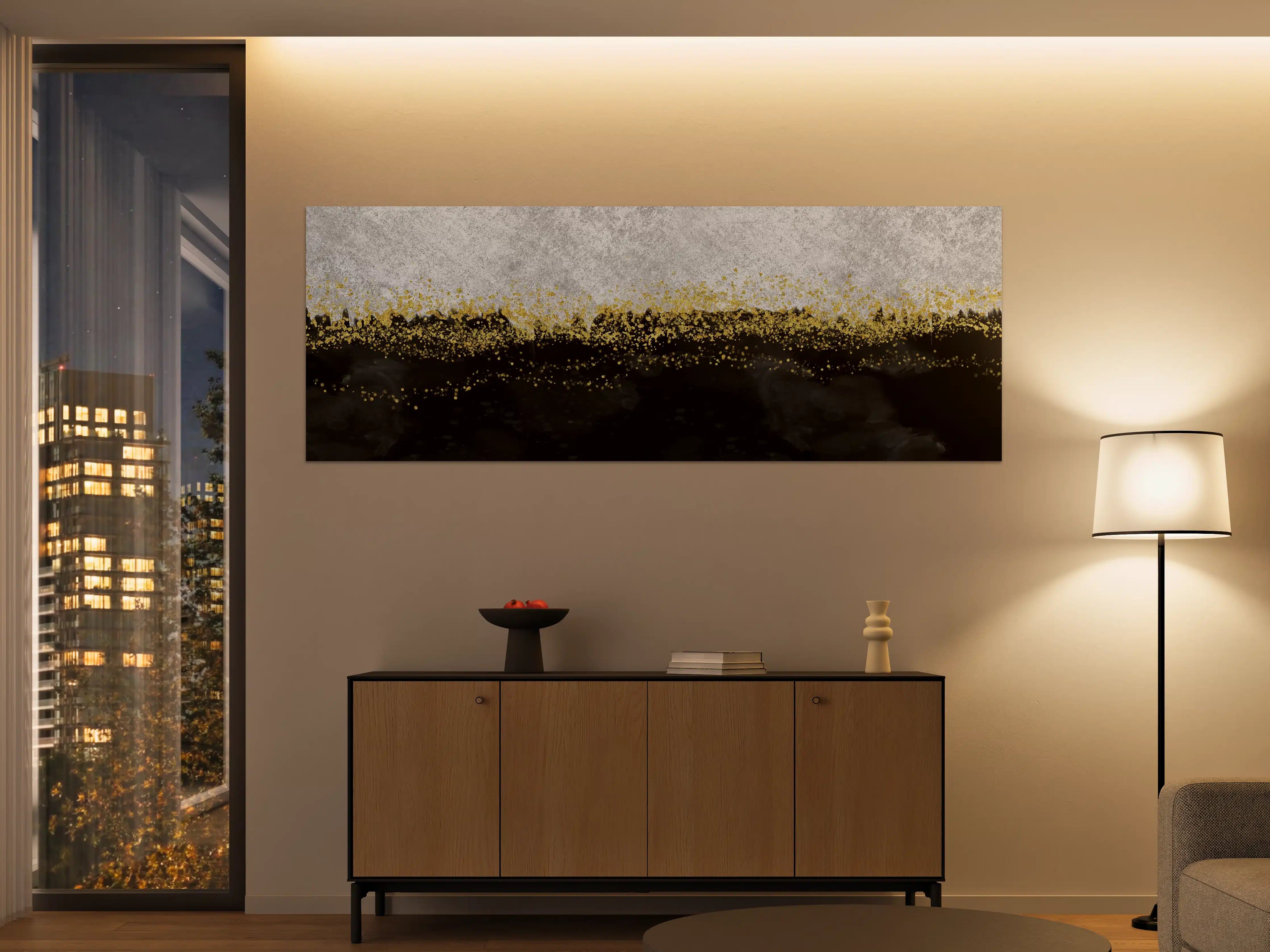 Große Wandbilder - Gold-Schwarz-Weiß Resin Geode