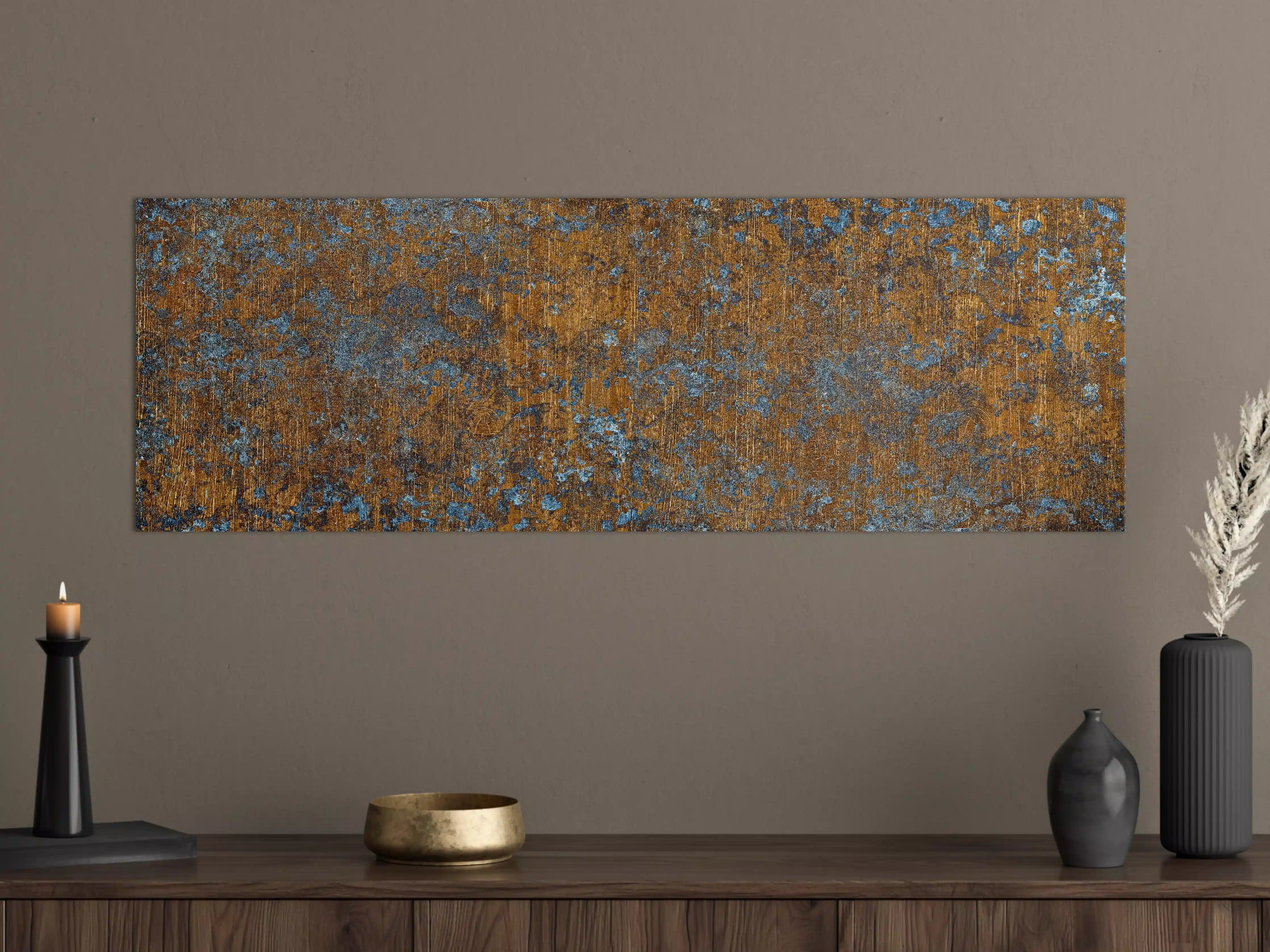 Große Wandbilder - Gold-blaue alte Metalltextur