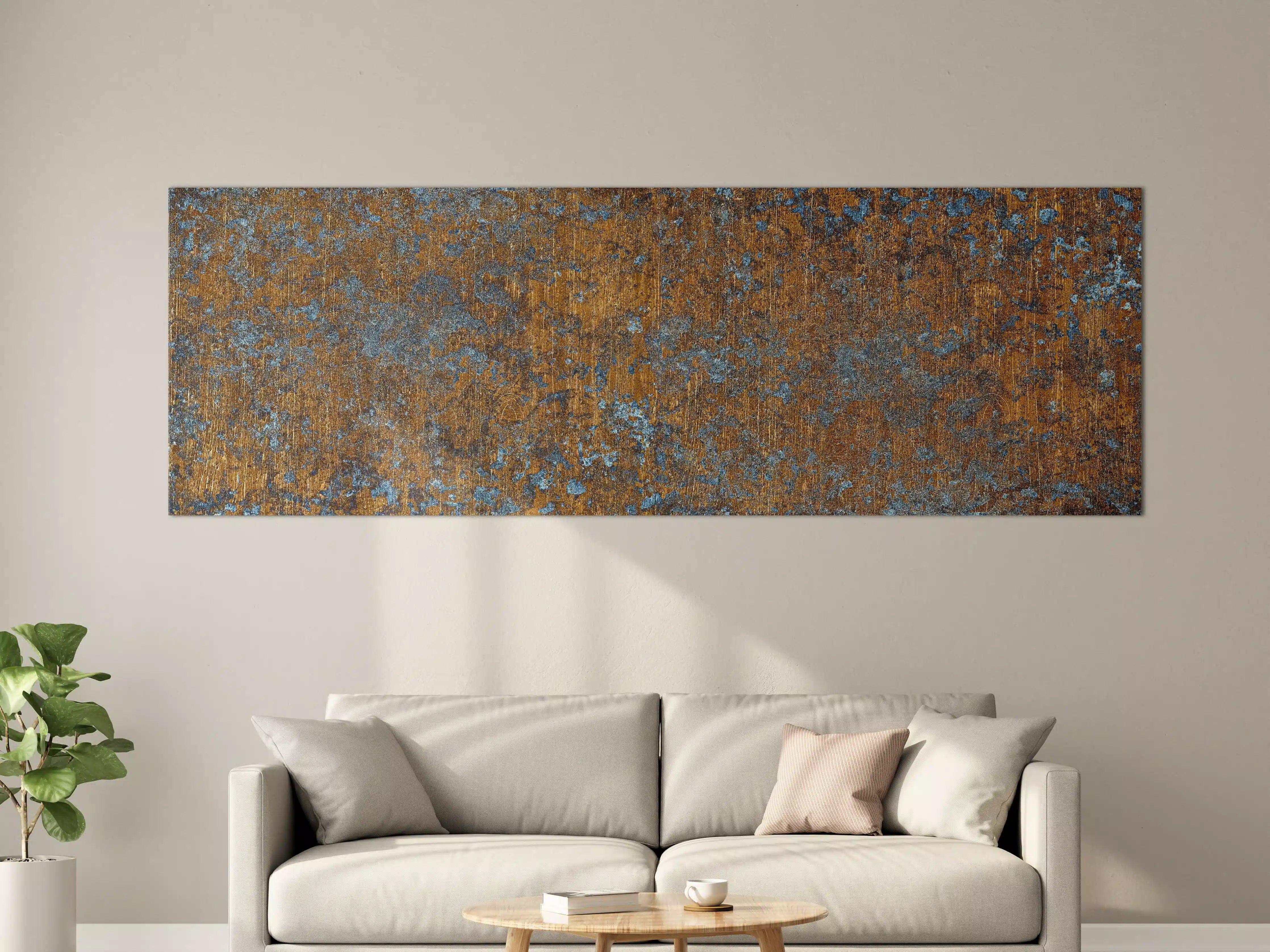Große Wandbilder - Gold-blaue alte Metalltextur