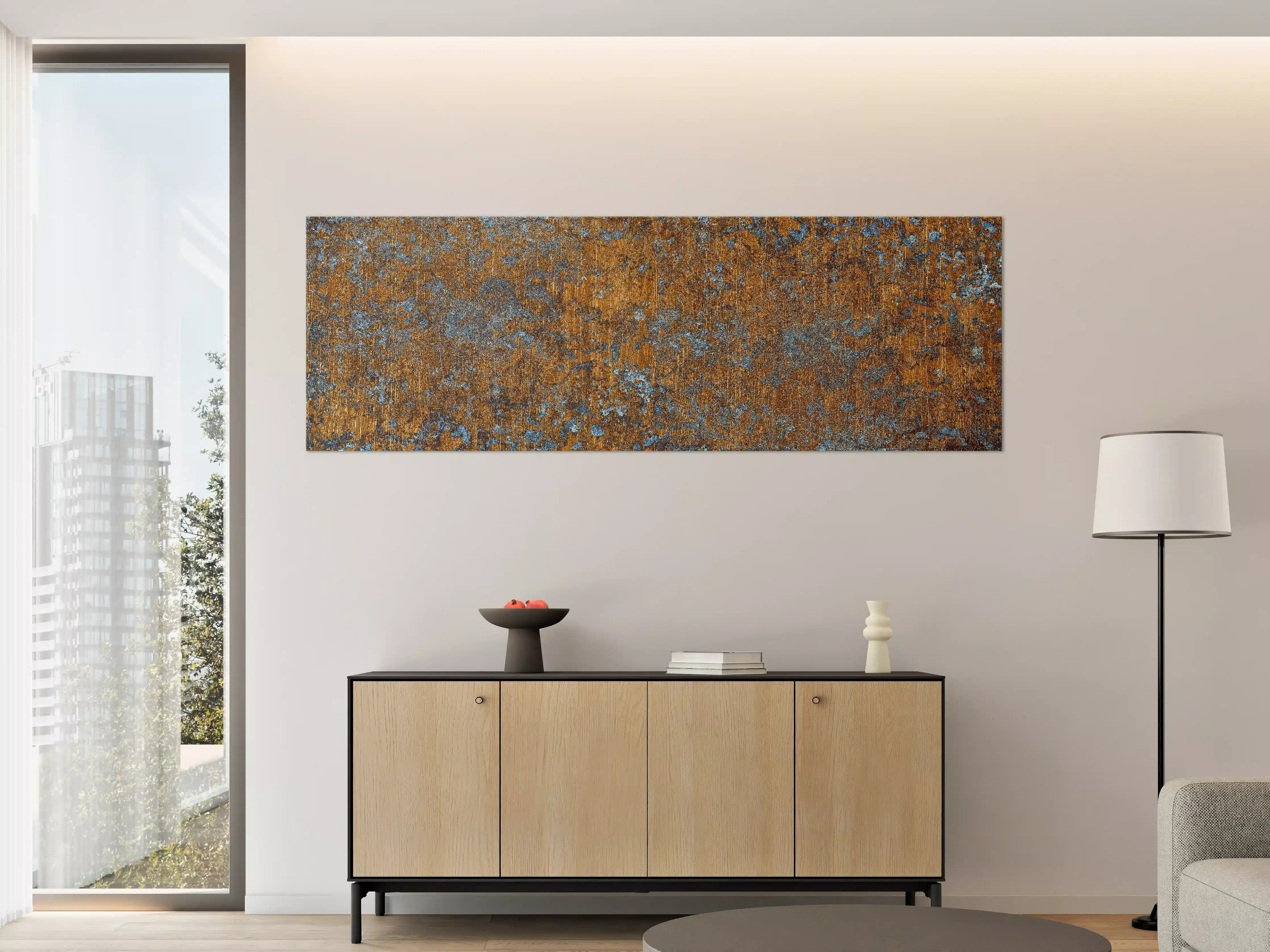 Große Wandbilder - Gold-blaue alte Metalltextur
