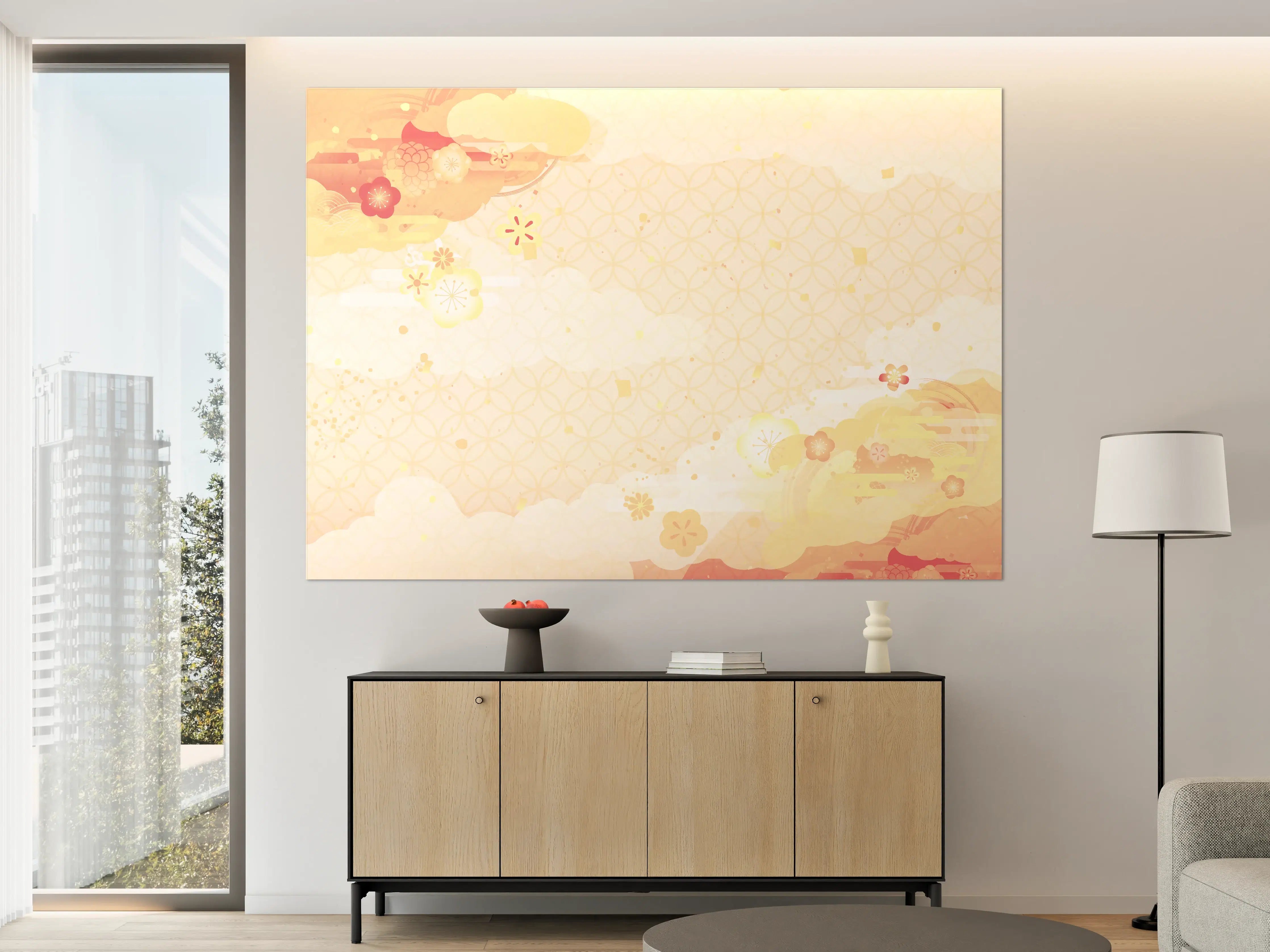 Große Wandbilder - Goldbeige Abstrakte Musterkunst