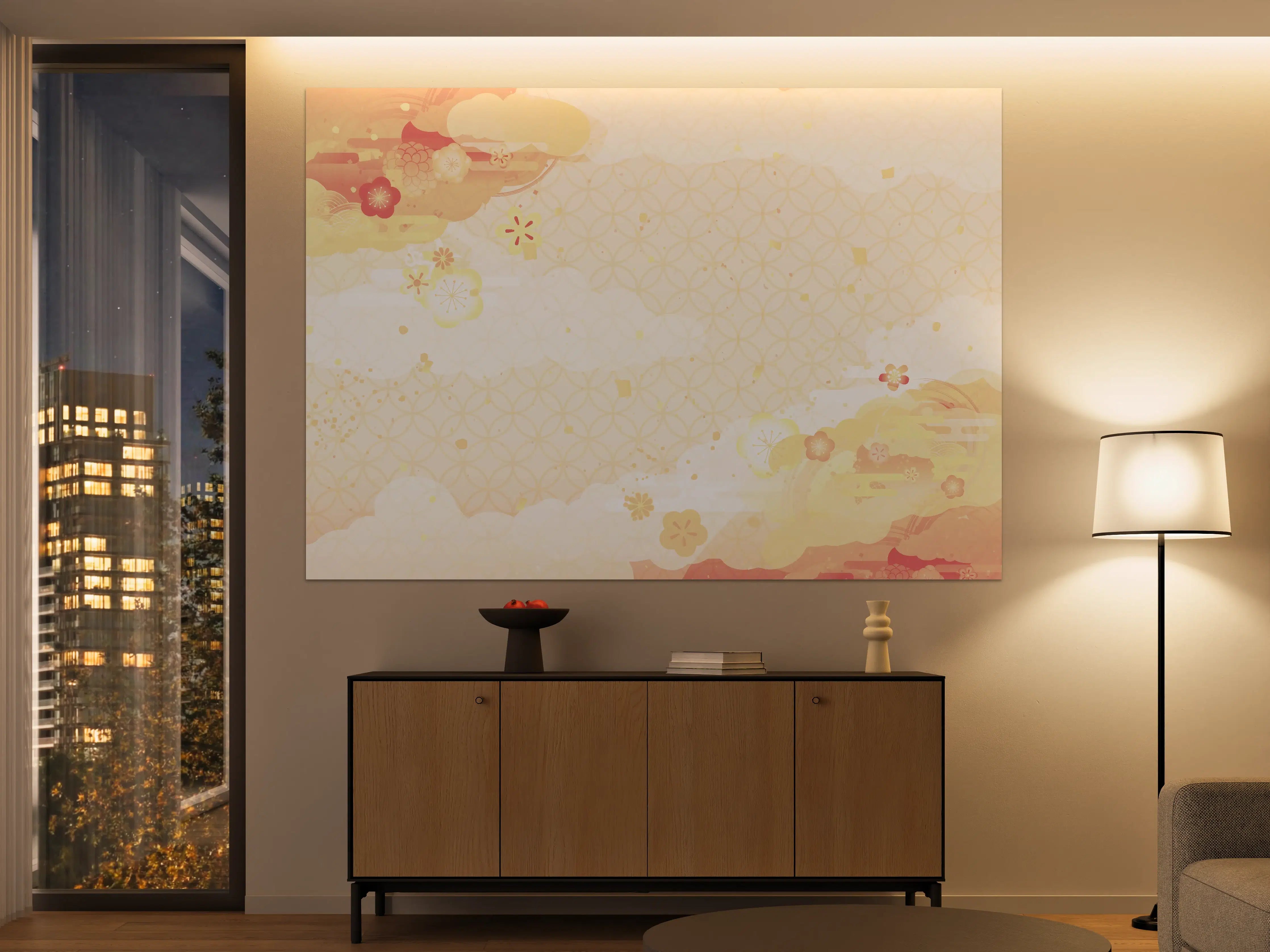 Große Wandbilder - Goldbeige Abstrakte Musterkunst