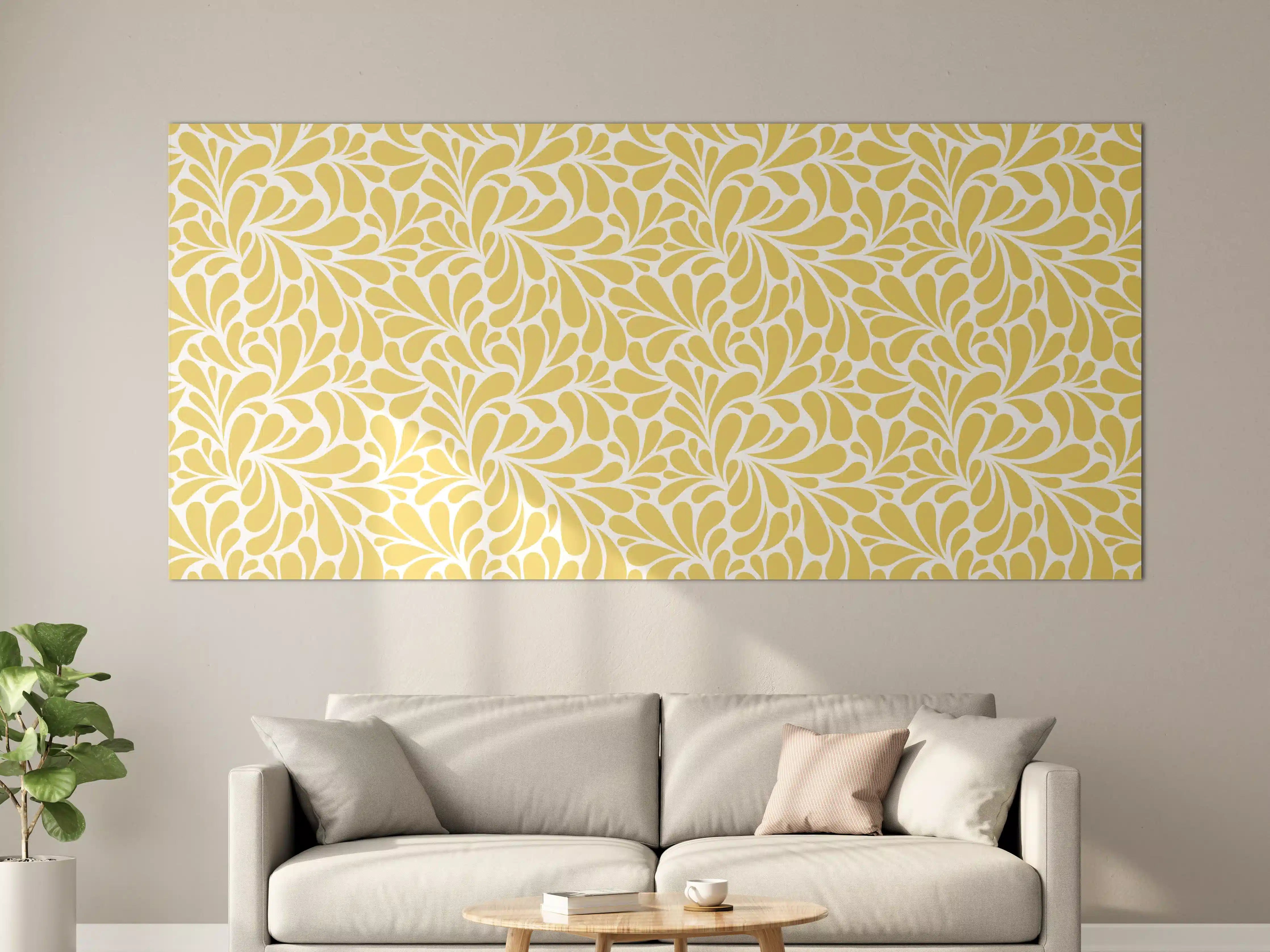 Große Wandbilder - Goldene Blattmuster Ornament