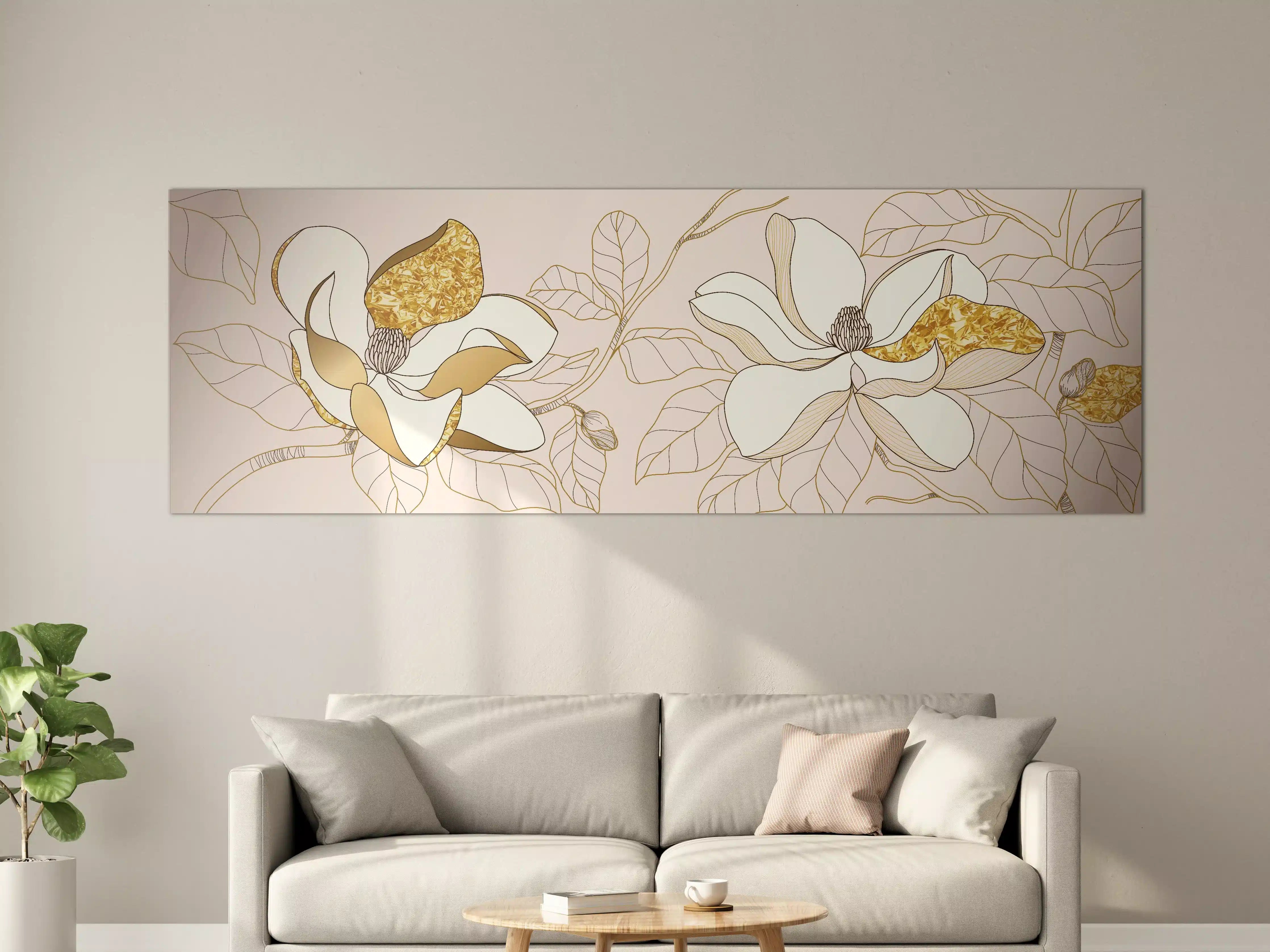 Große Wandbilder - Goldene Blumenmuster Illustration