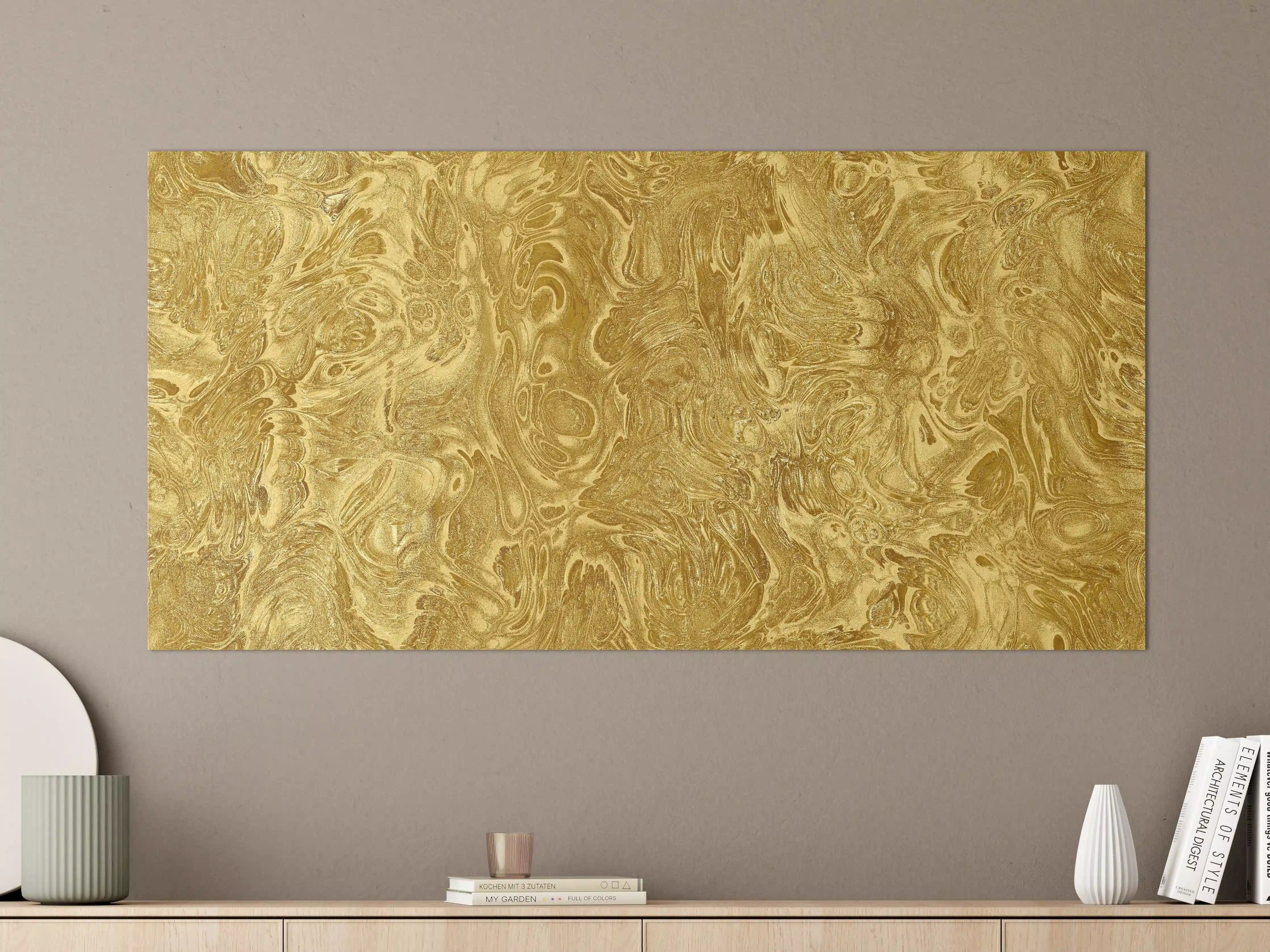 Große Wandbilder - Goldene Flüssigkunst - Luxus