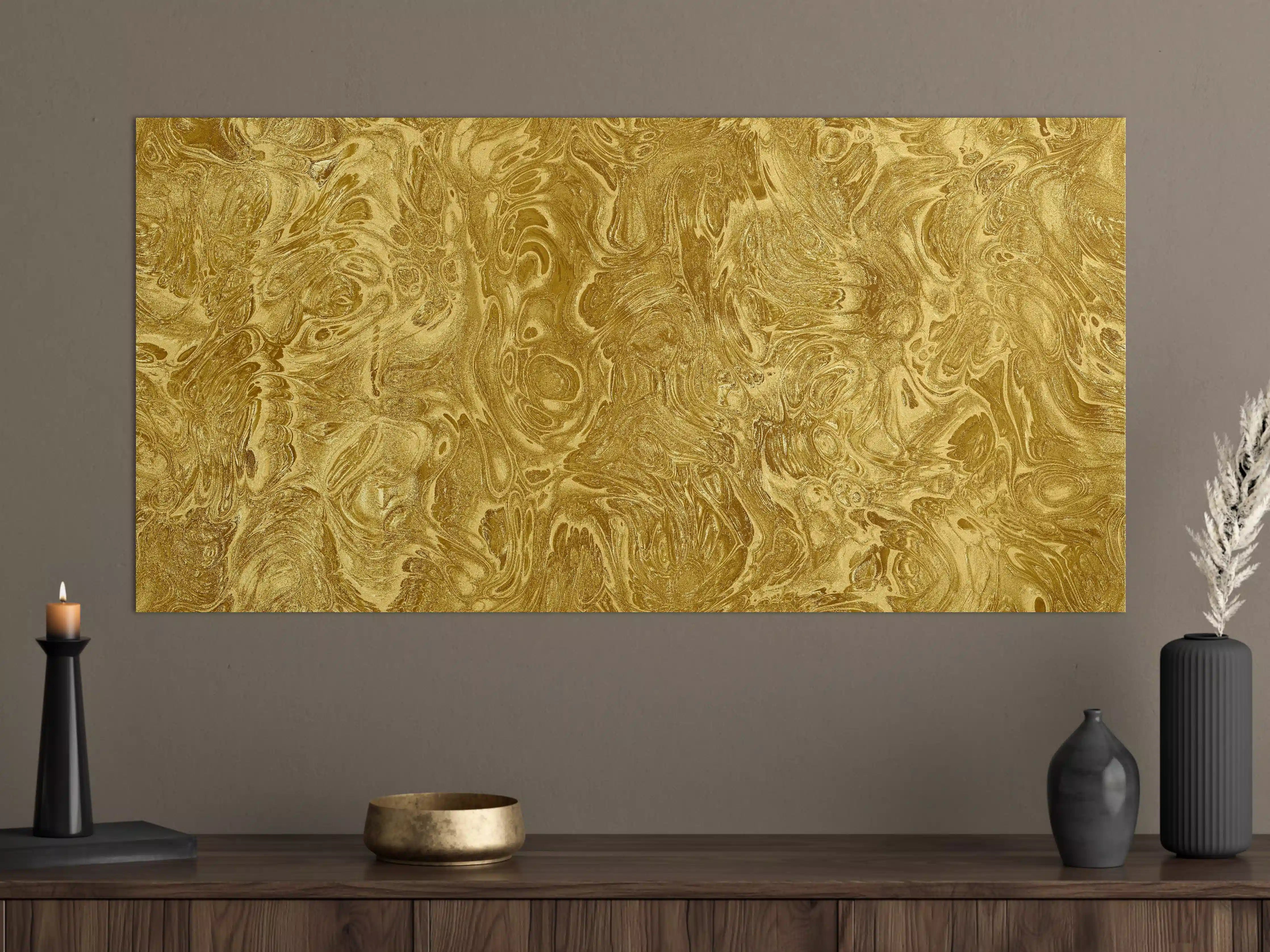 Große Wandbilder - Goldene Flüssigkunst - Luxus