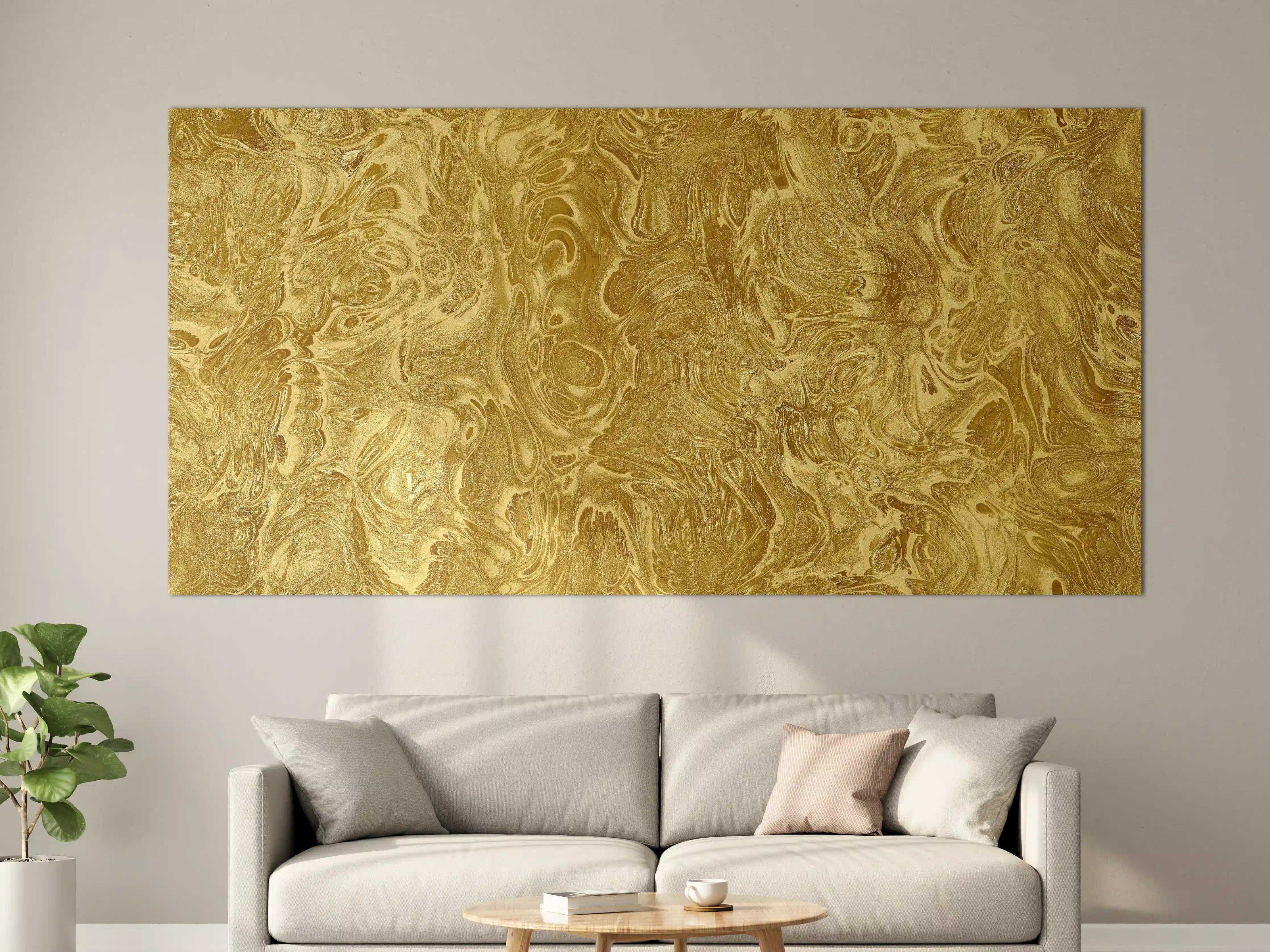 Große Wandbilder - Goldene Flüssigkunst - Luxus