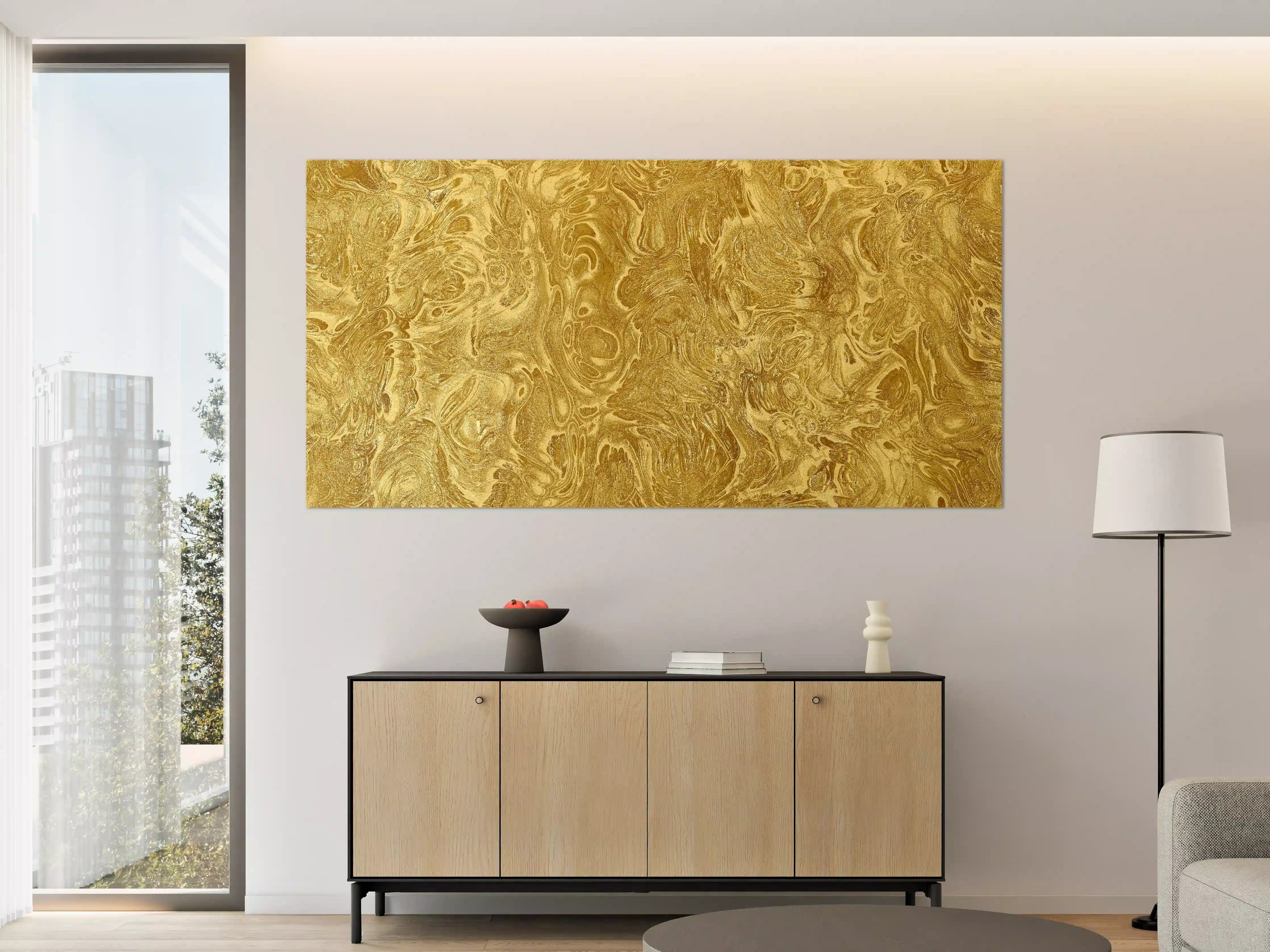 Große Wandbilder - Goldene Flüssigkunst - Luxus