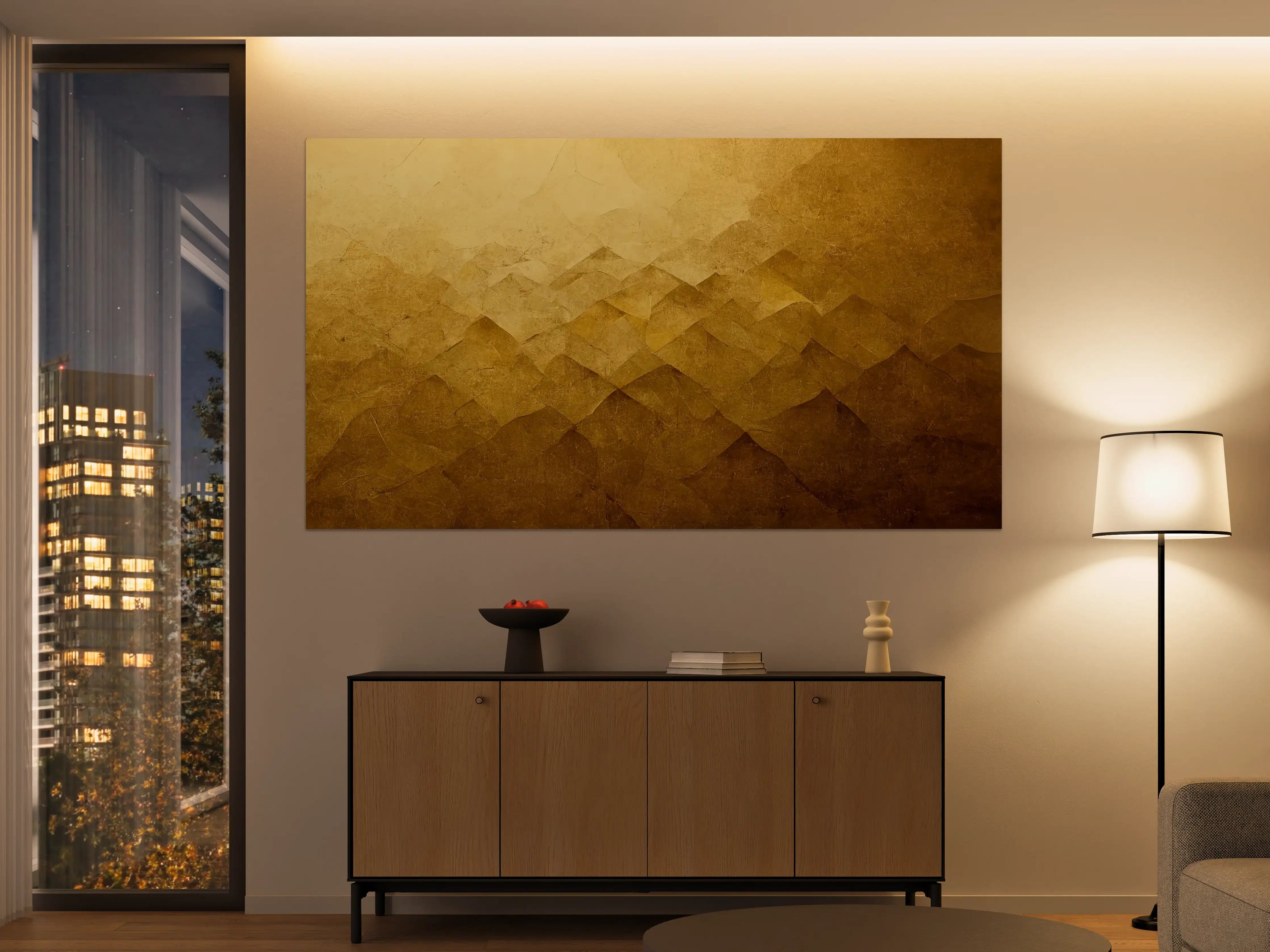 Große Wandbilder - Goldene Geometrie-Industrietextur