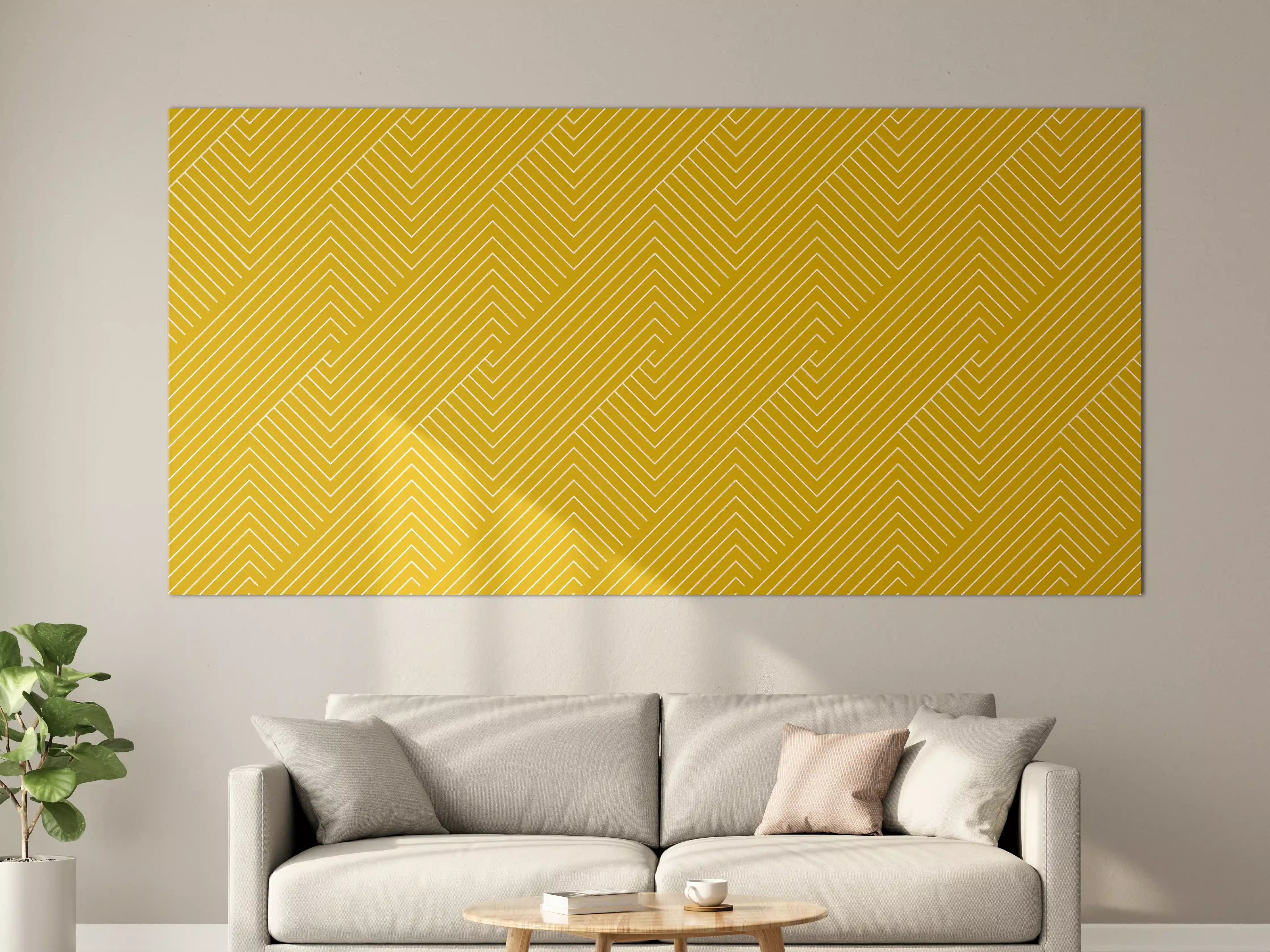 Große Wandbilder - Goldene Geometrie mit Linienmuster