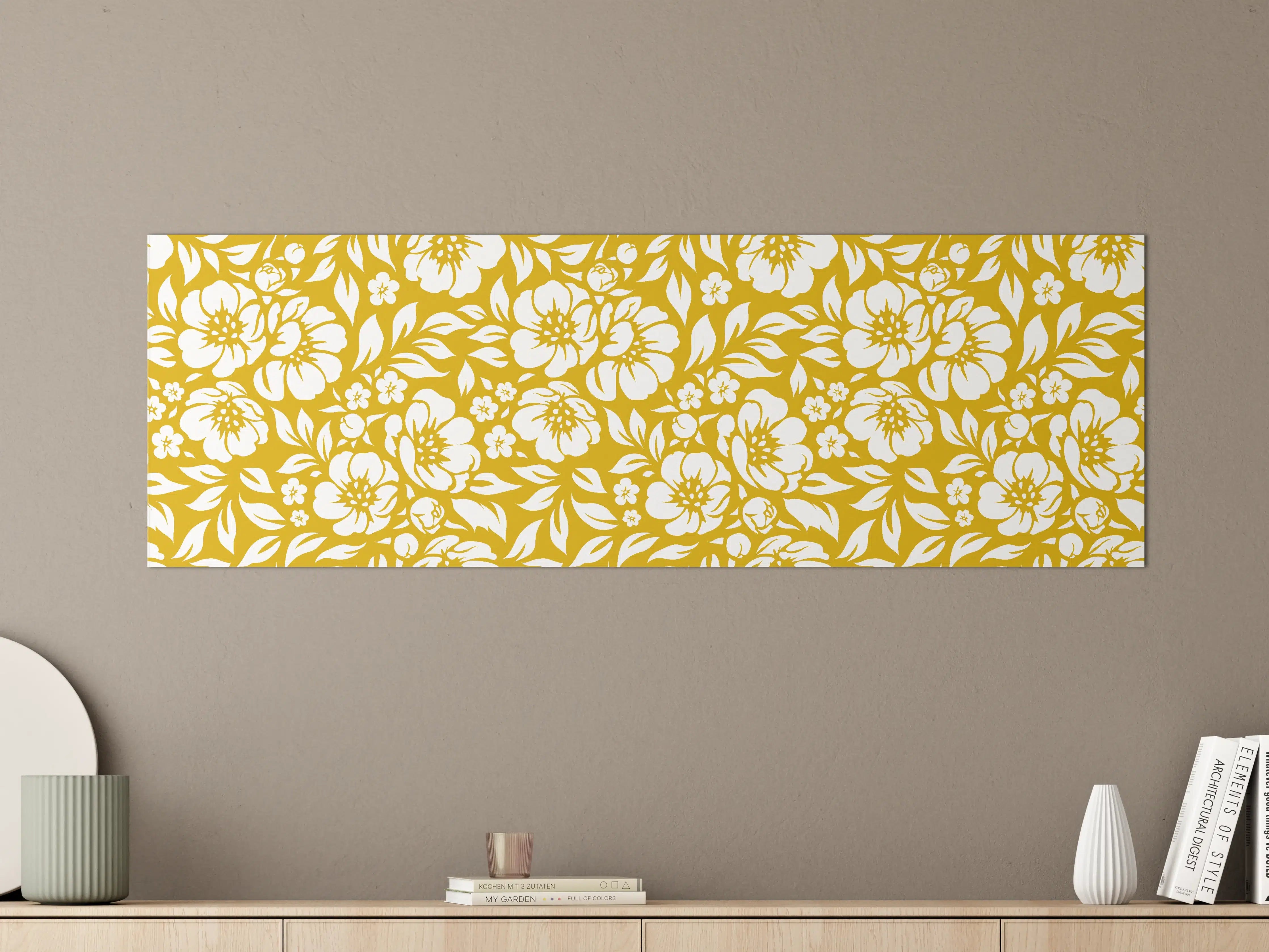 Große Wandbilder - Goldene Grautöne in Blumenpracht