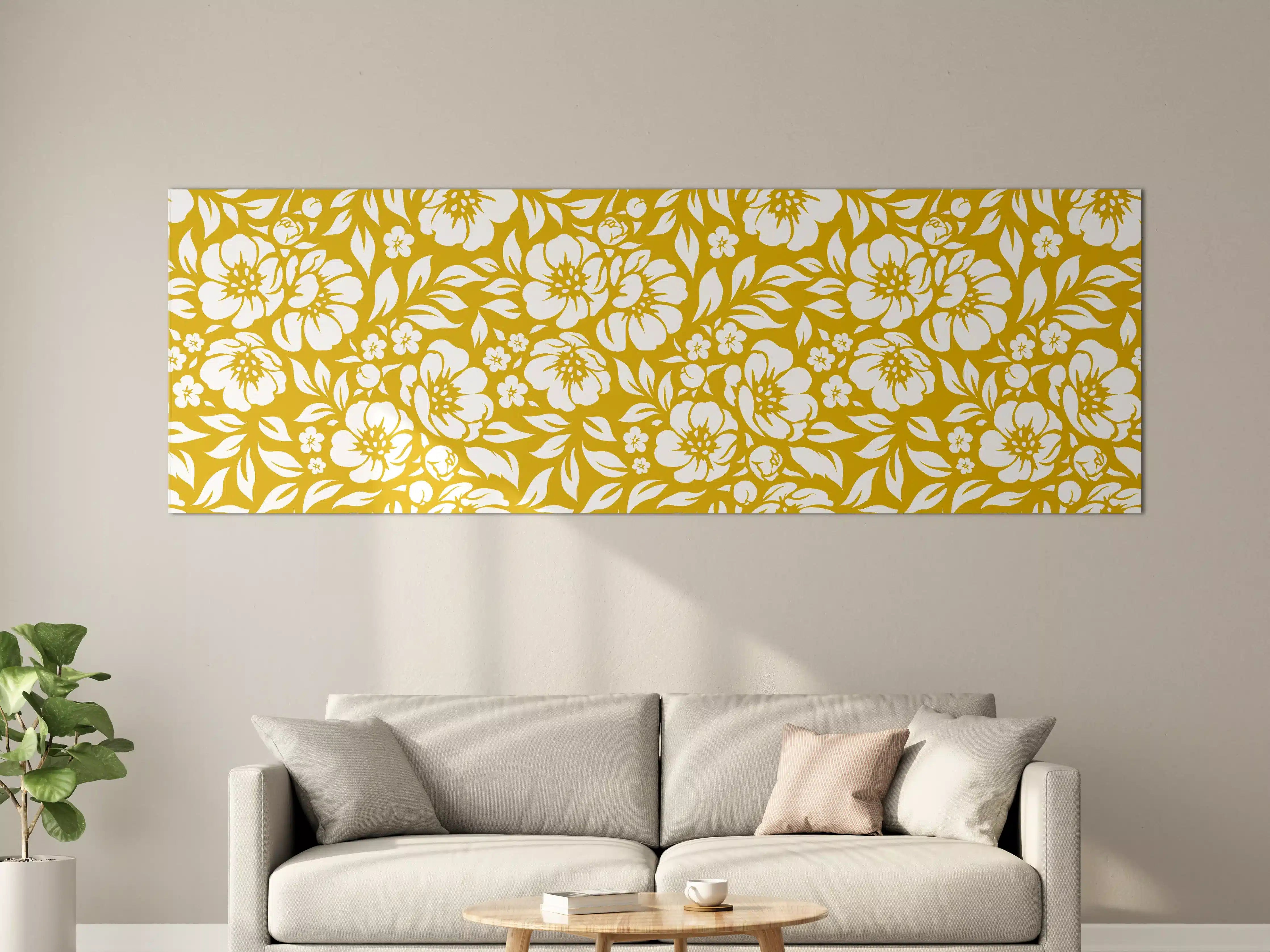 Große Wandbilder - Goldene Grautöne in Blumenpracht