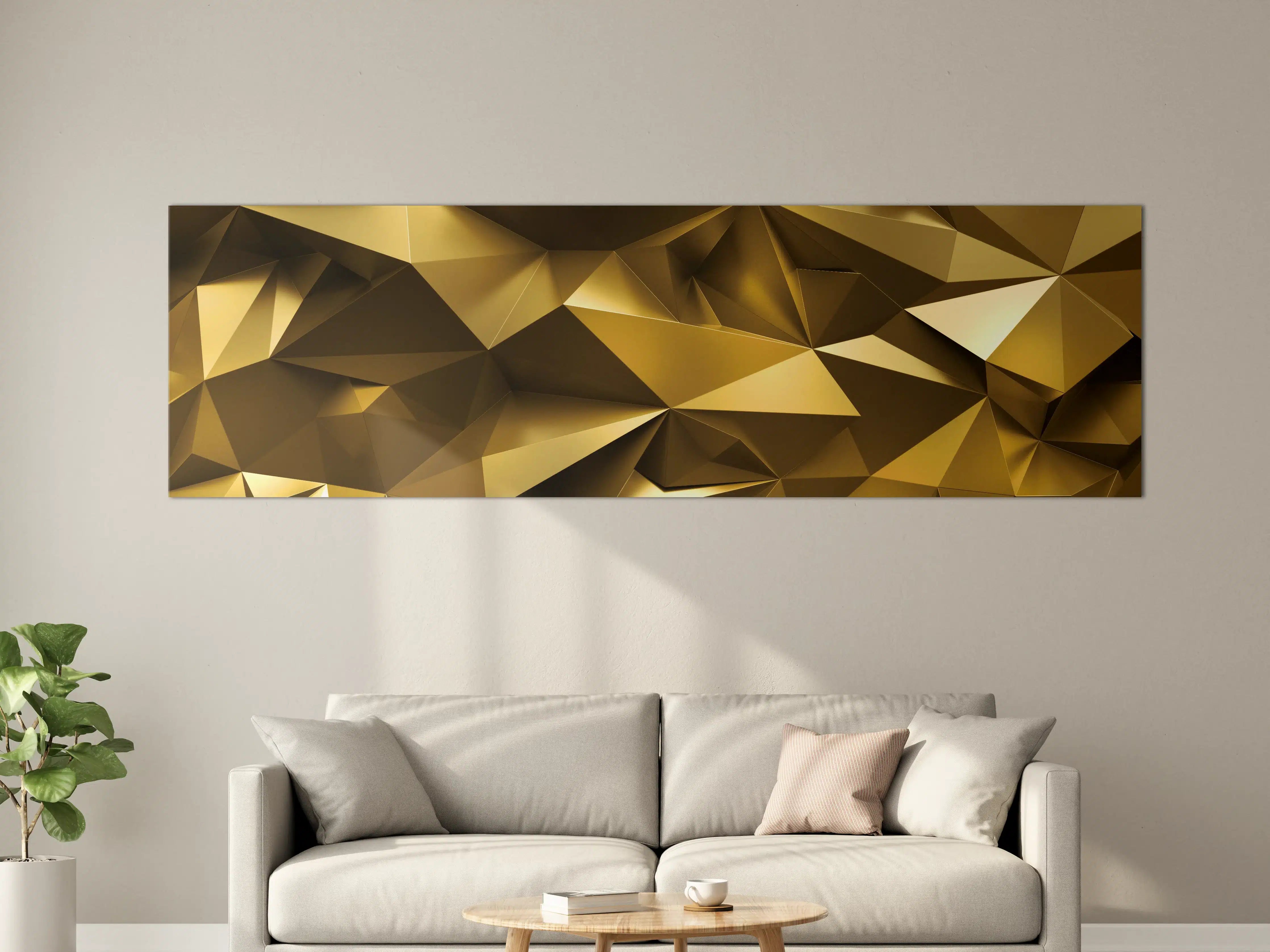 Große Wandbilder - Goldene Kristall Polygon Tapete