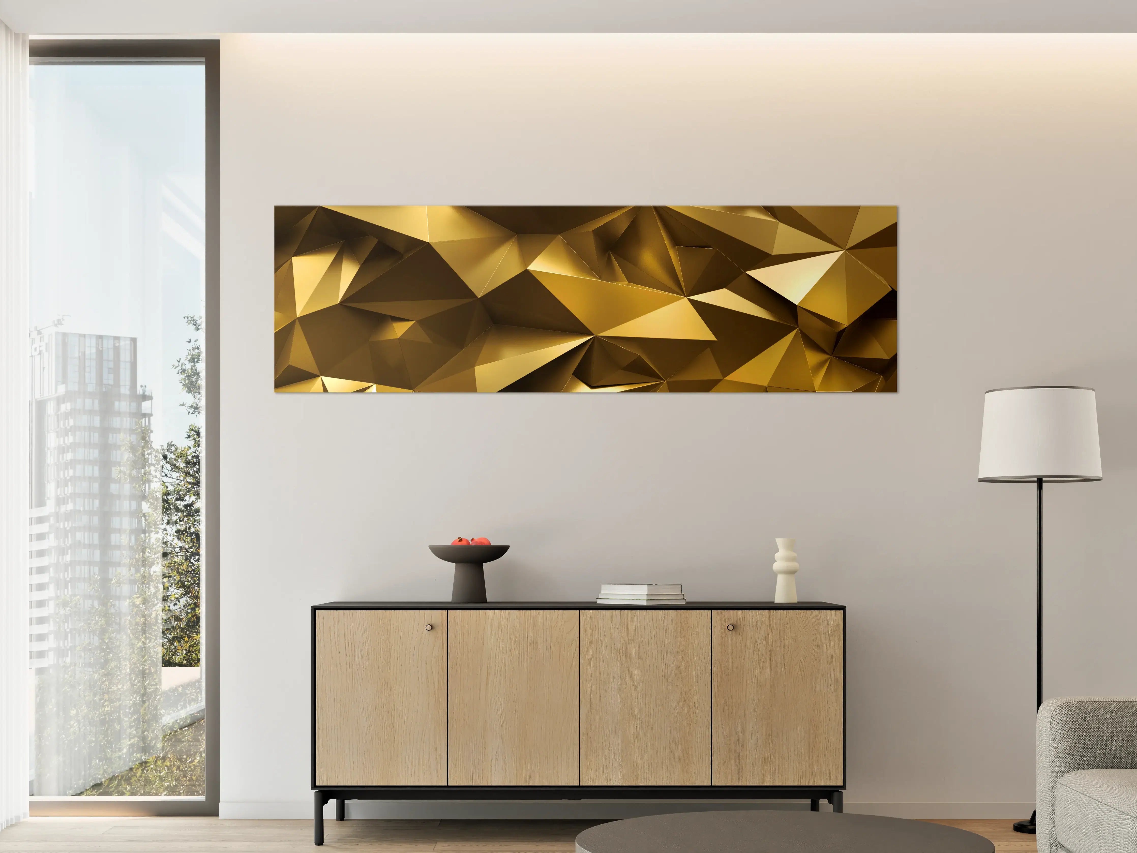Große Wandbilder - Goldene Kristall Polygon Tapete