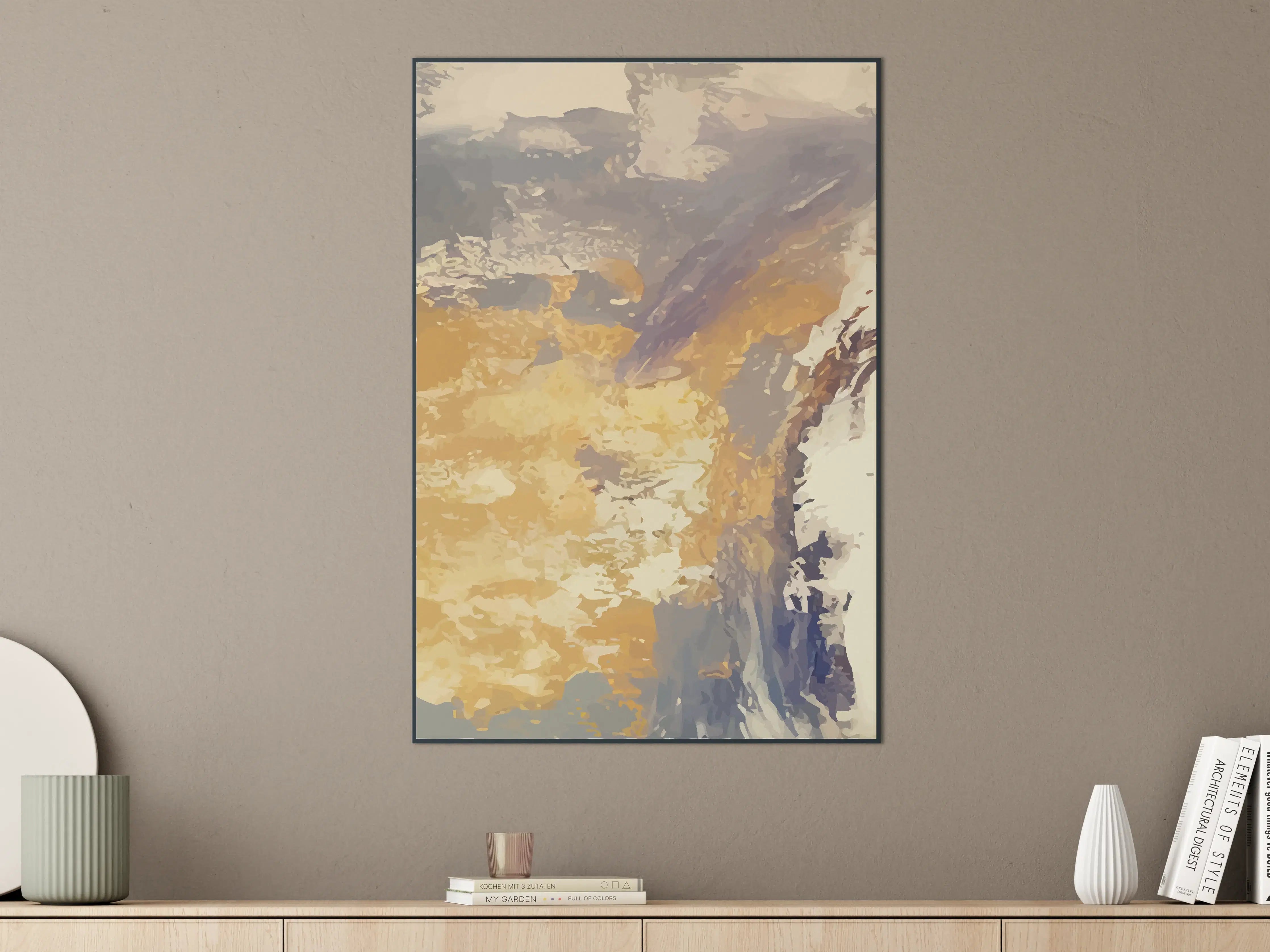Große Wandbilder - Goldene Landschaftsfarben mit Wasser- und Himmelshintergrund