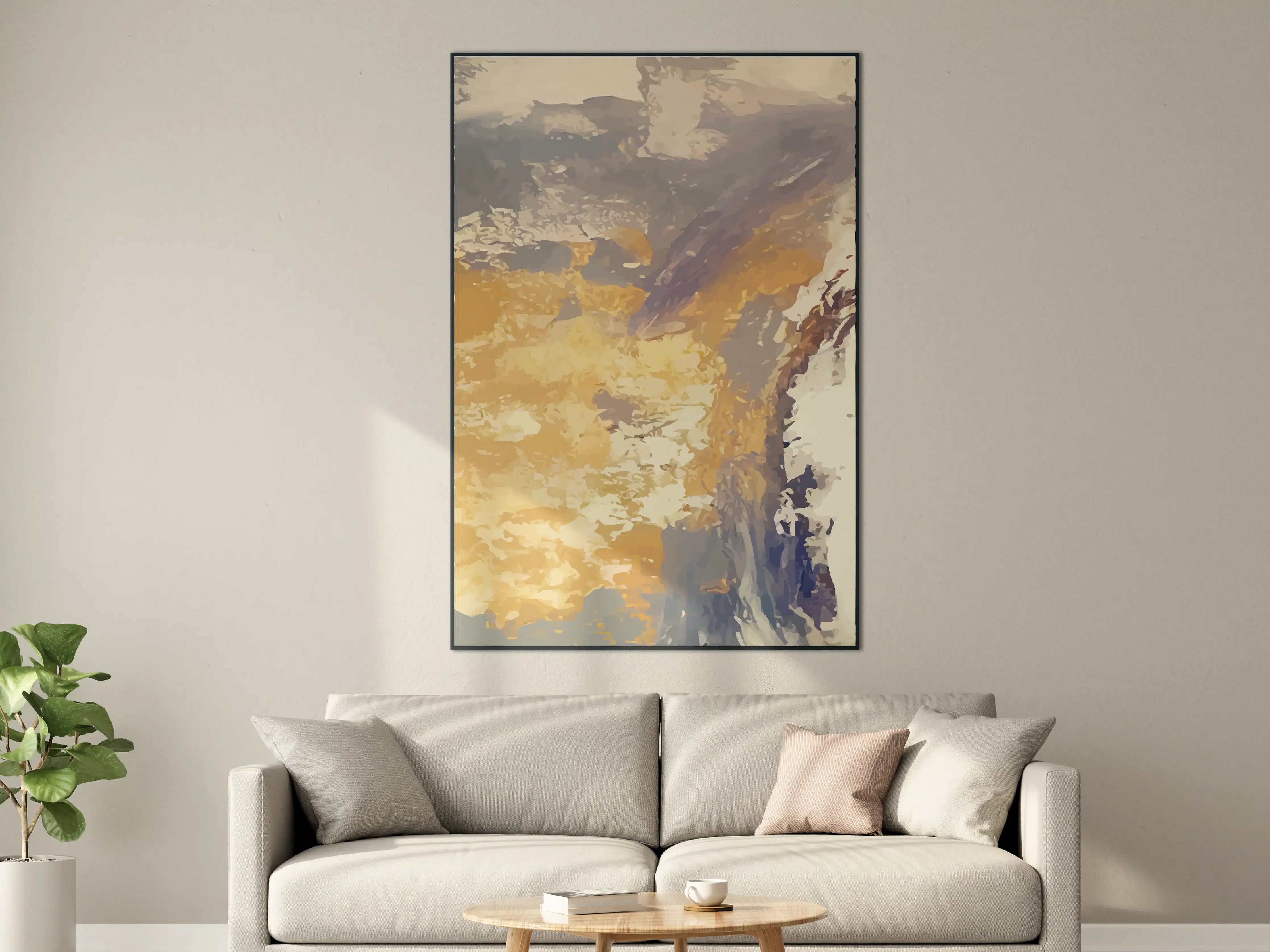 Große Wandbilder - Goldene Landschaftsfarben mit Wasser- und Himmelshintergrund