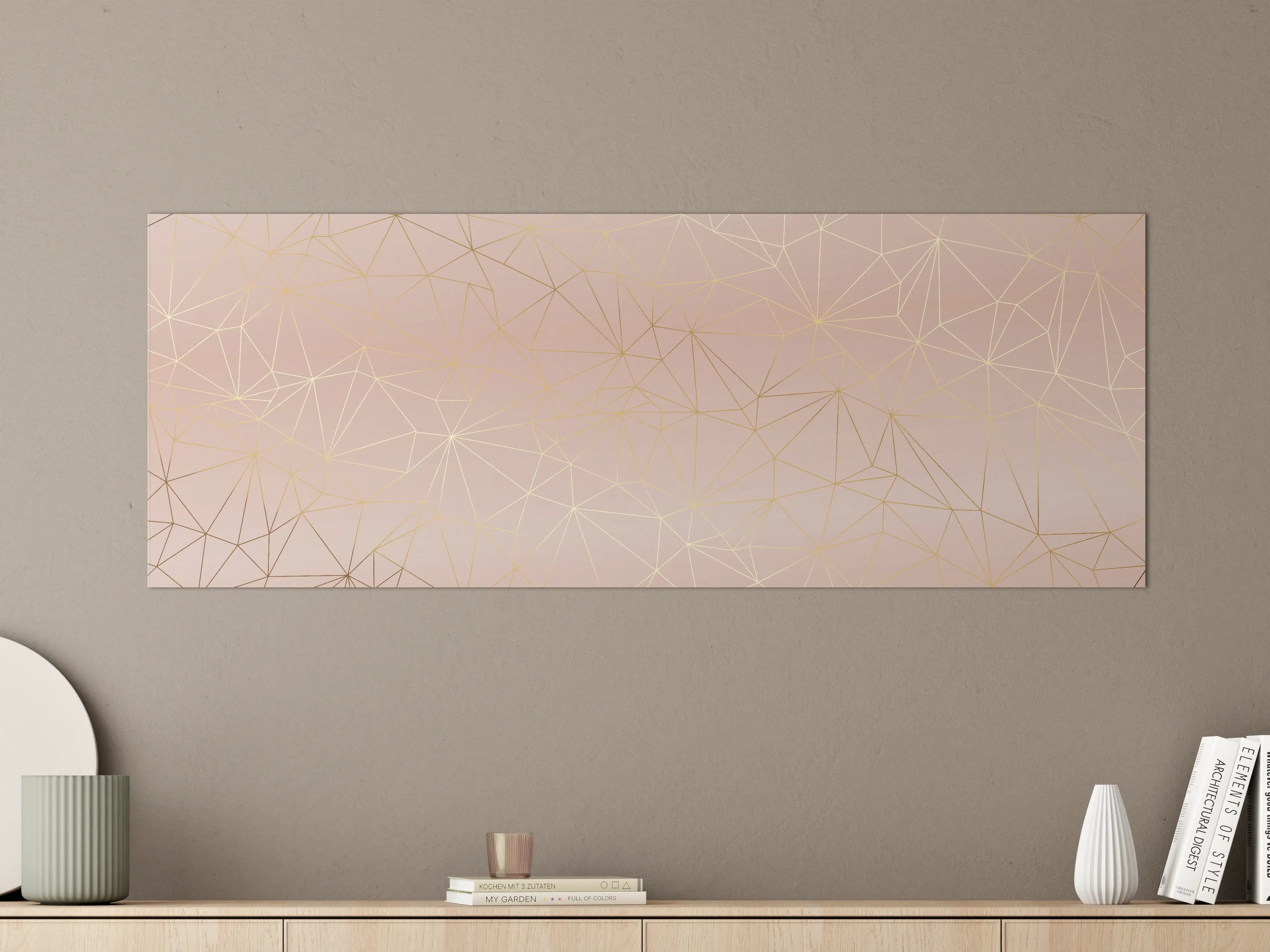 Große Wandbilder - Goldene Linien auf Beige Hintergrund