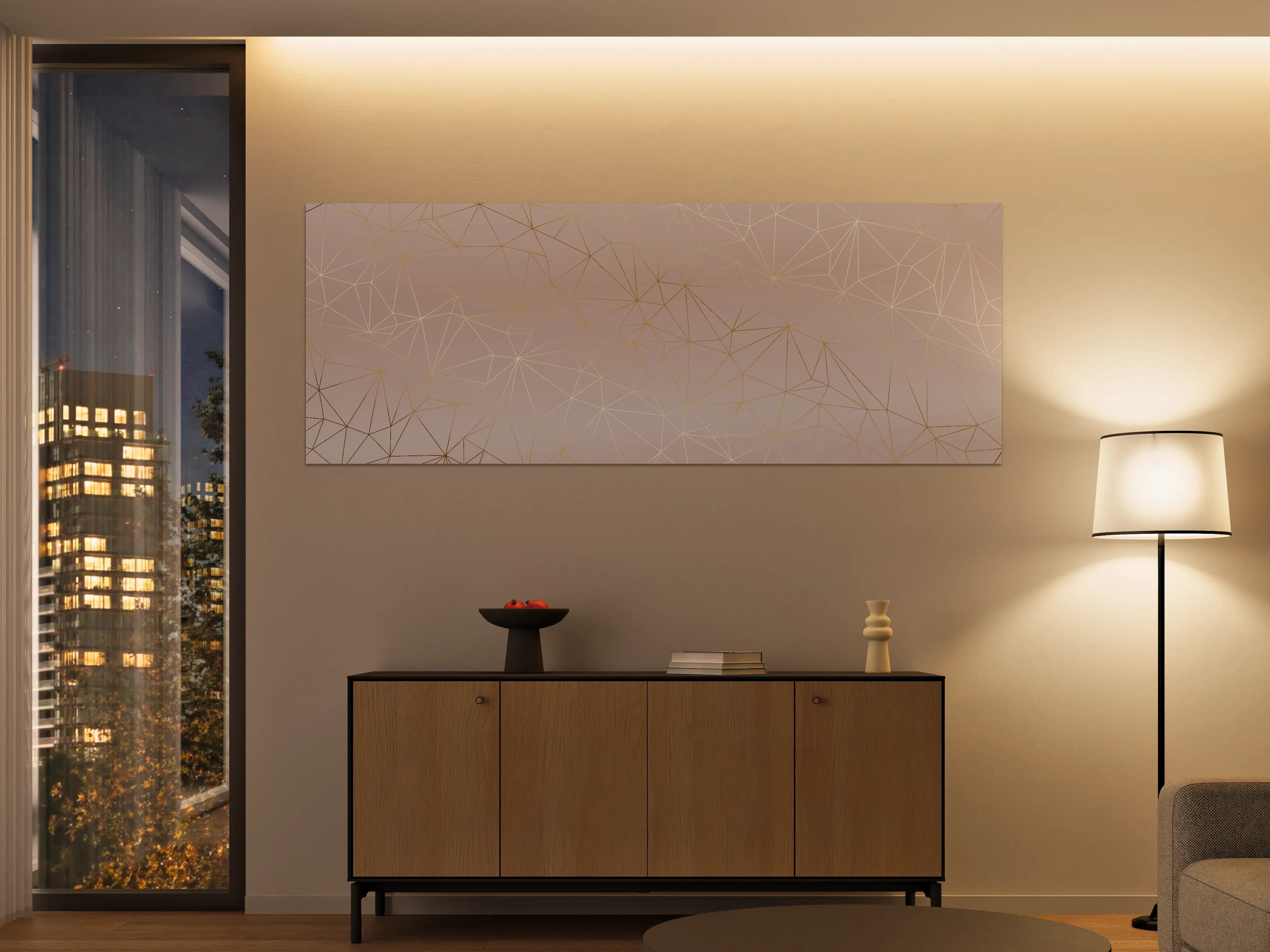 Große Wandbilder - Goldene Linien auf Beige Hintergrund