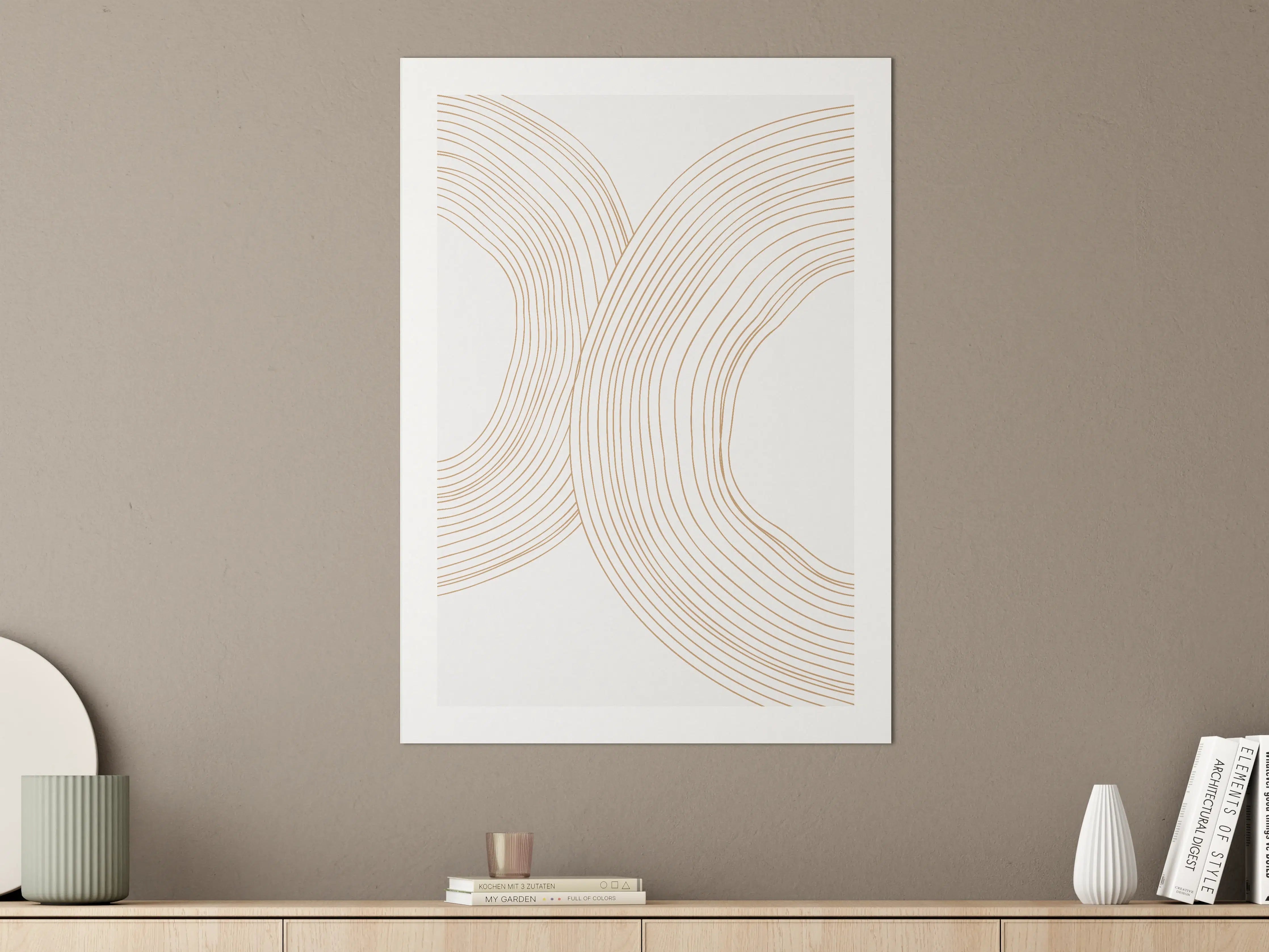 Große Wandbilder - Goldene Linienstruktur im minimalistischen Design