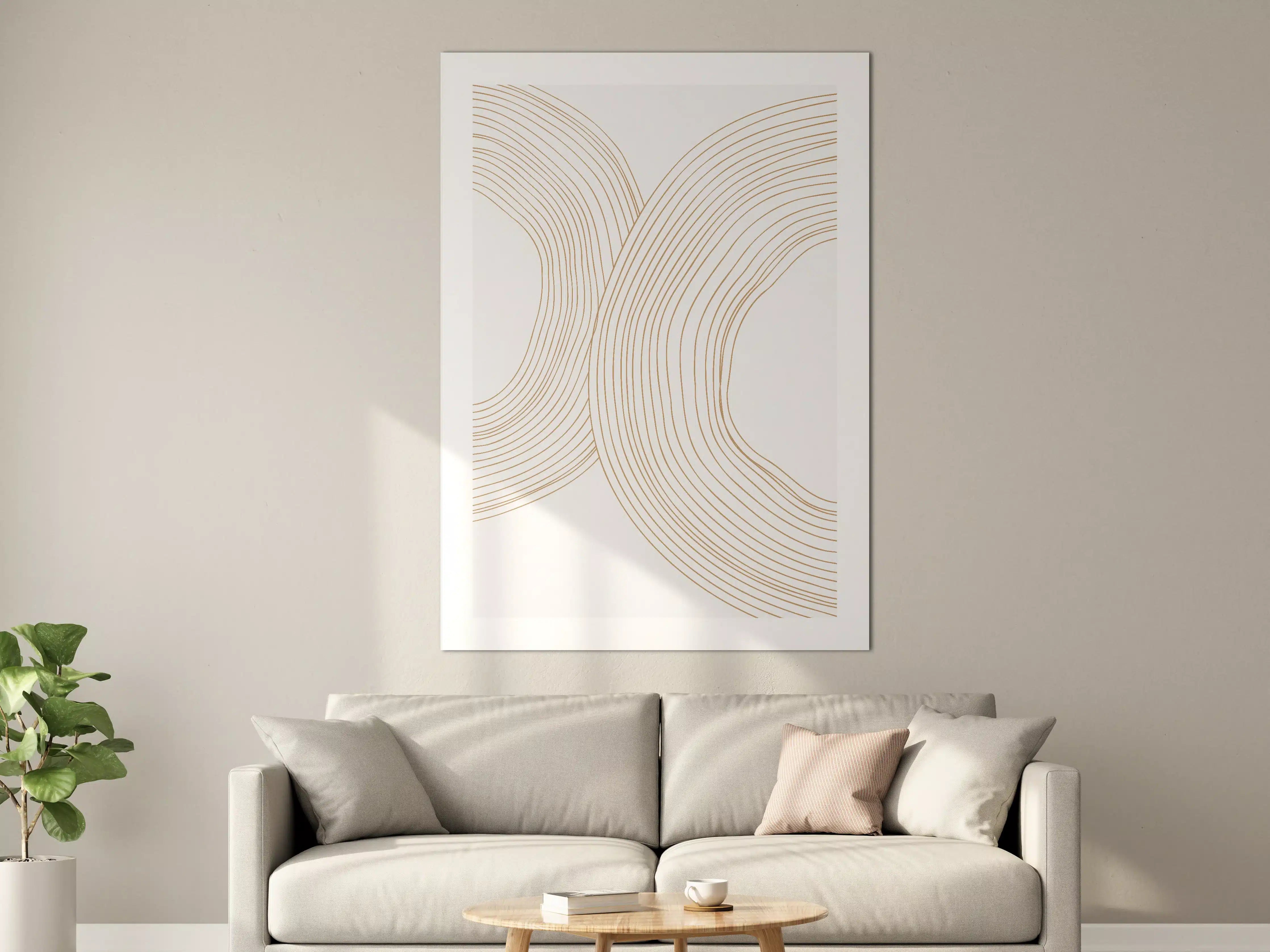 Große Wandbilder - Goldene Linienstruktur im minimalistischen Design