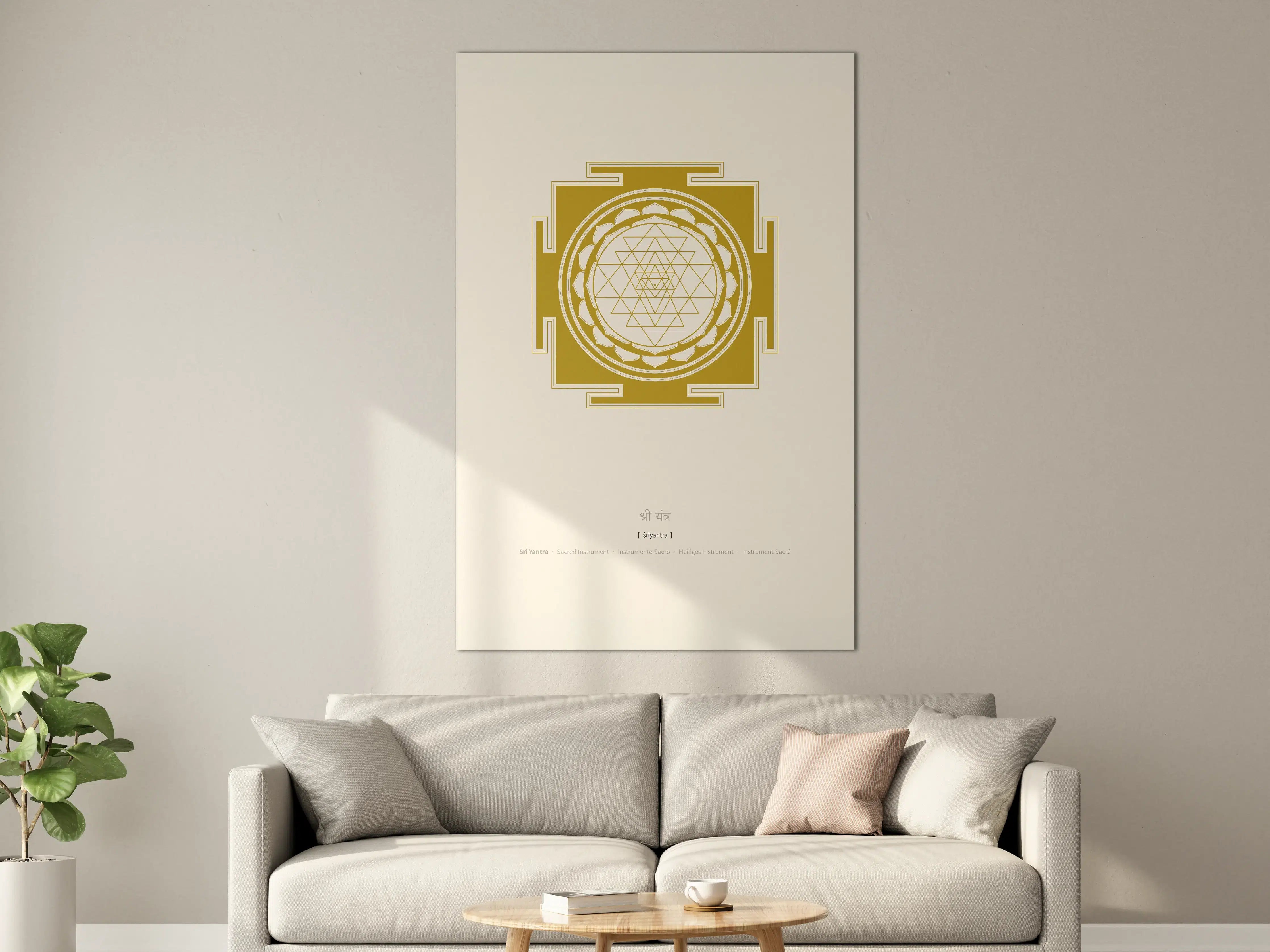 Große Wandbilder - Goldene Mandala-Silhouette auf Beige