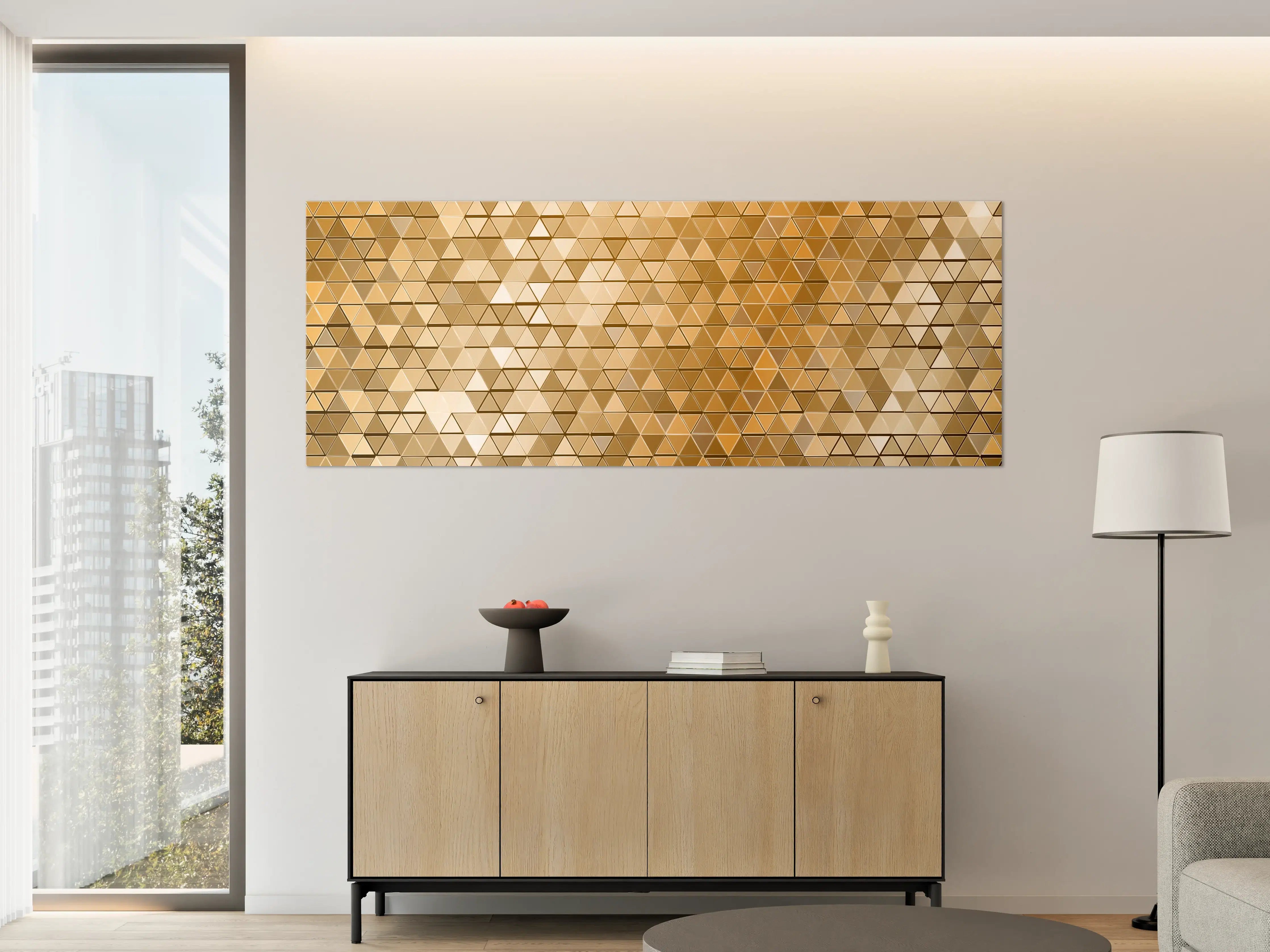 Große Wandbilder - Goldene Metall-Mosaikstruktur