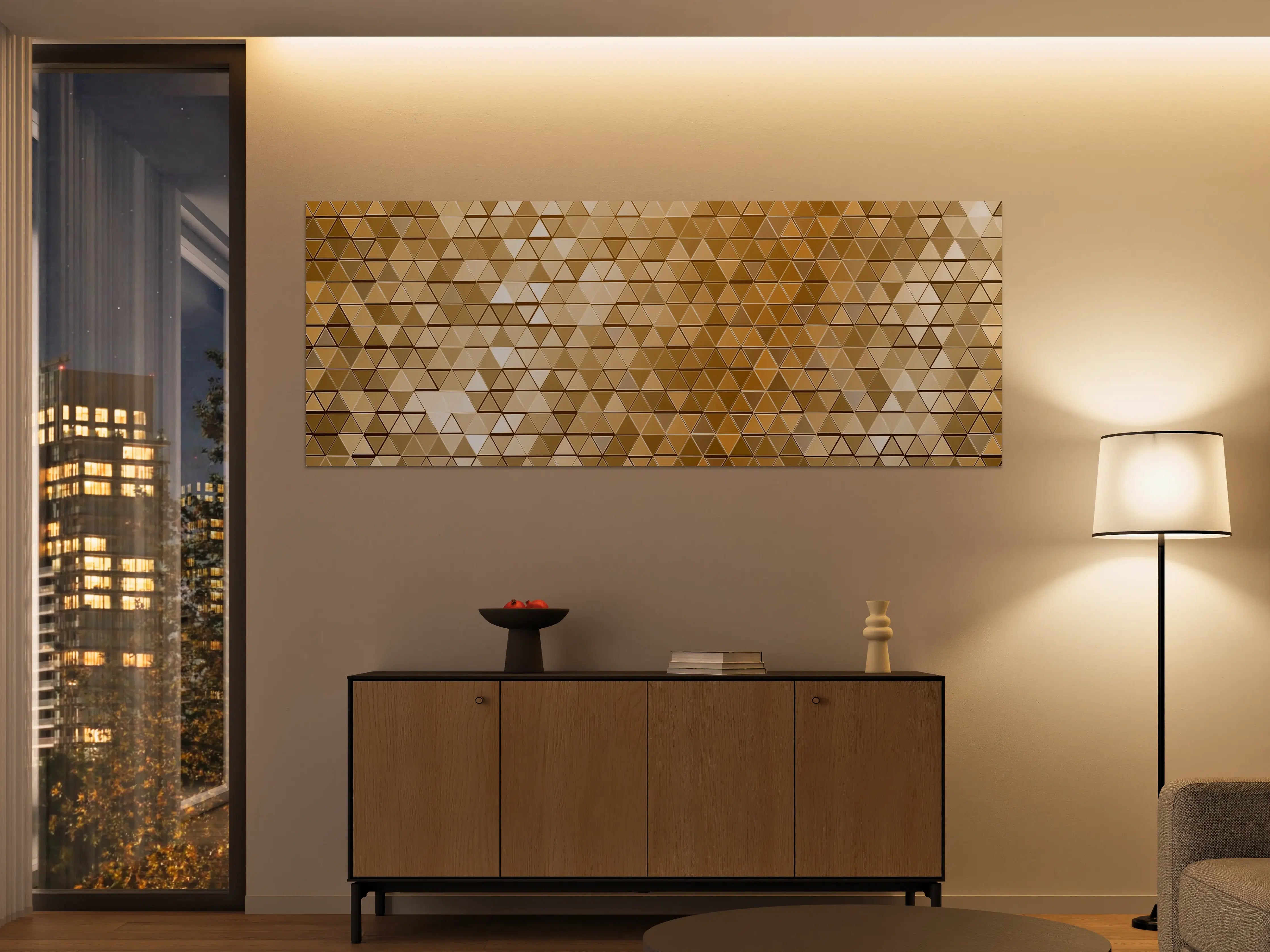 Große Wandbilder - Goldene Metall-Mosaikstruktur