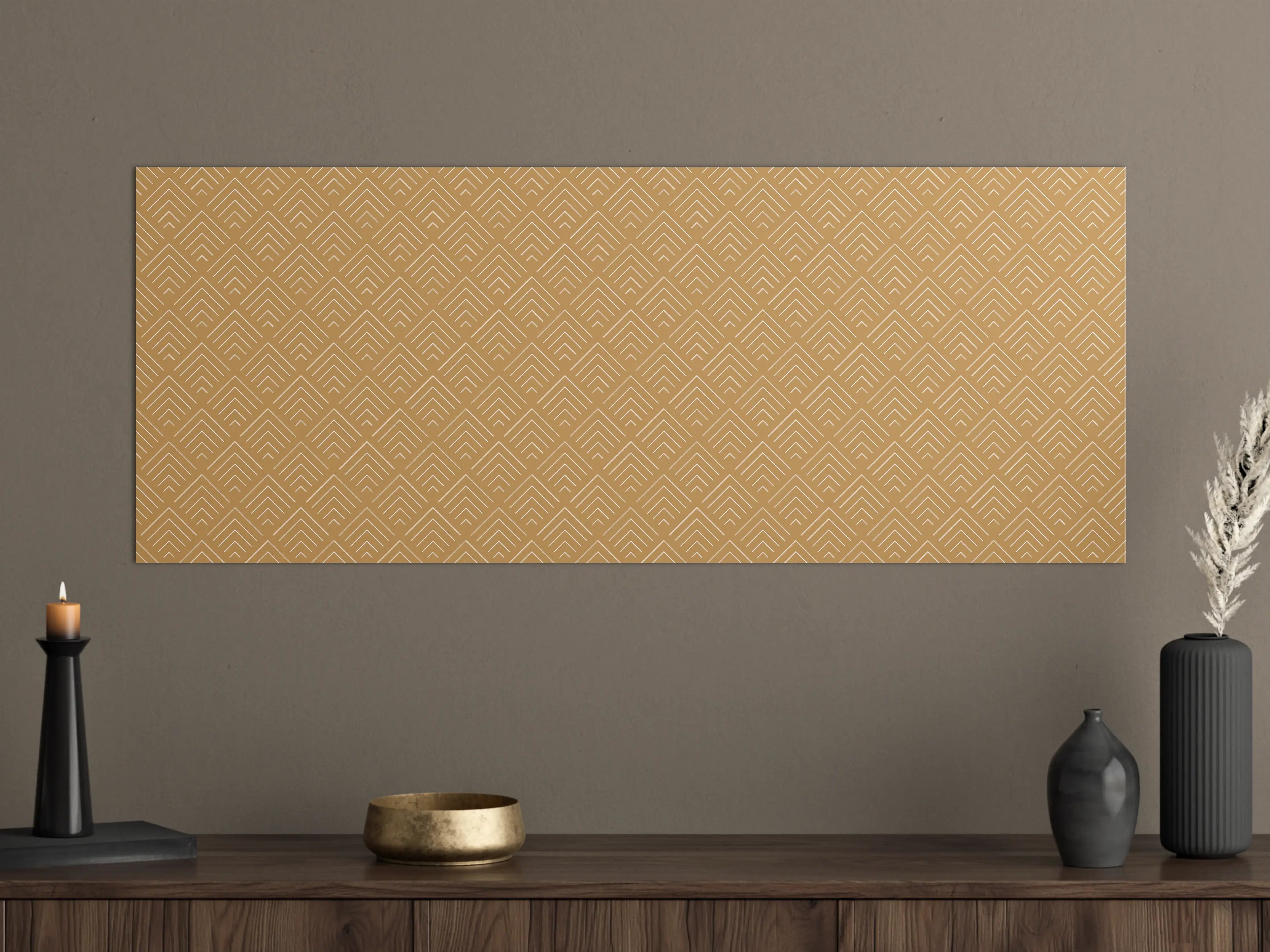 Große Wandbilder - Goldene Musterung mit geometrischer Optik
