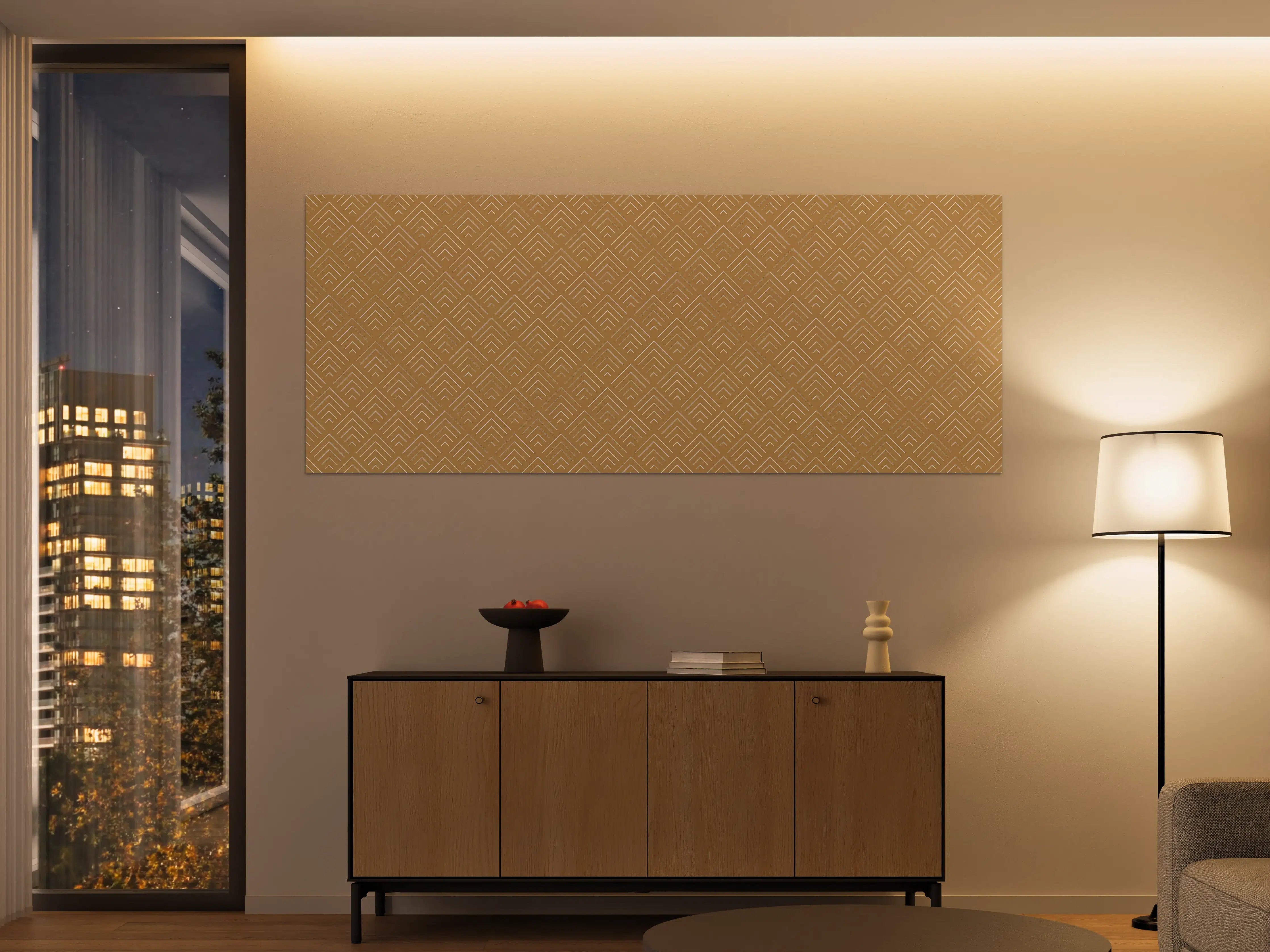 Große Wandbilder - Goldene Musterung mit geometrischer Optik