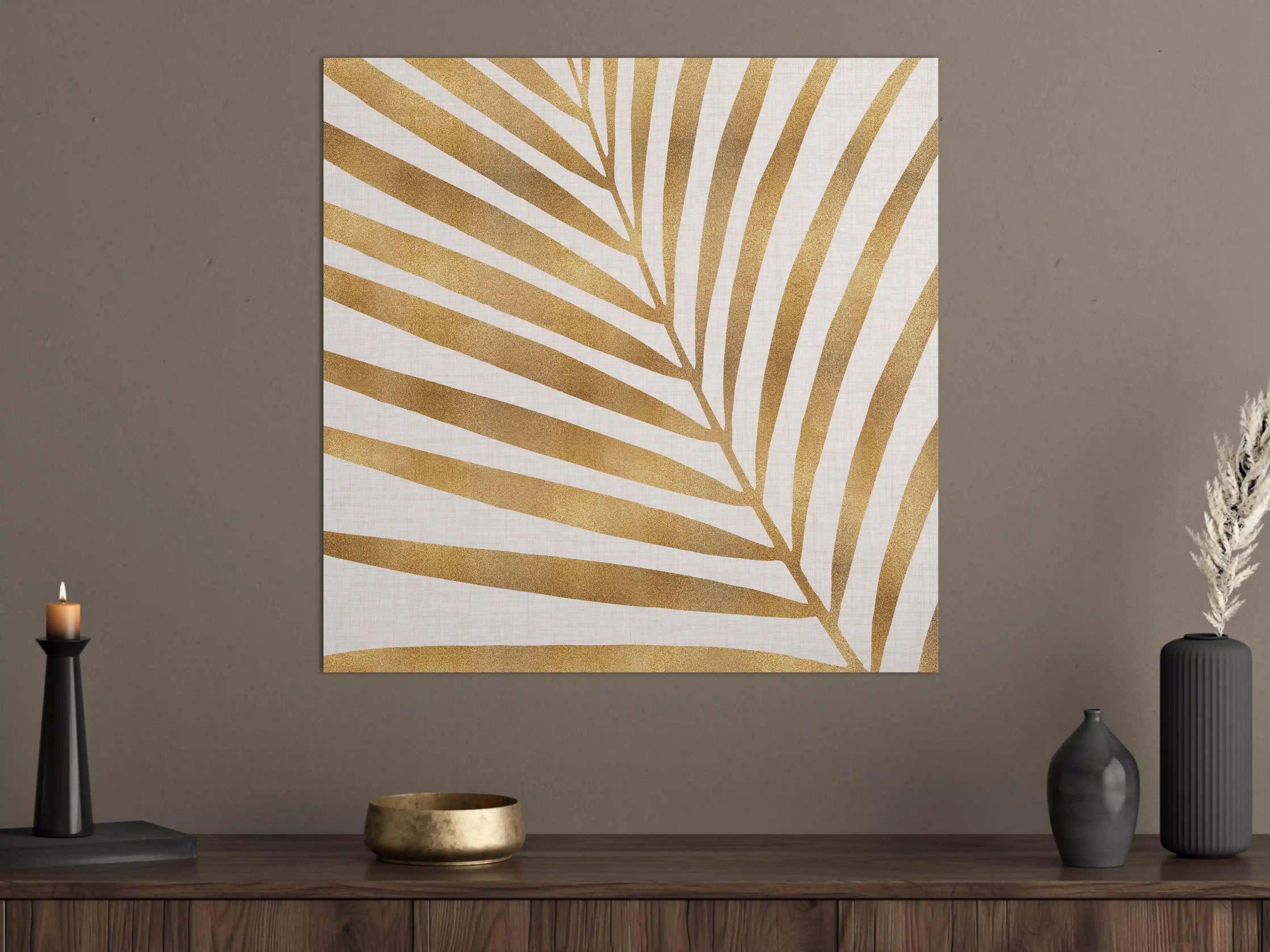 Große Wandbilder - Goldene Palmblatt-Design