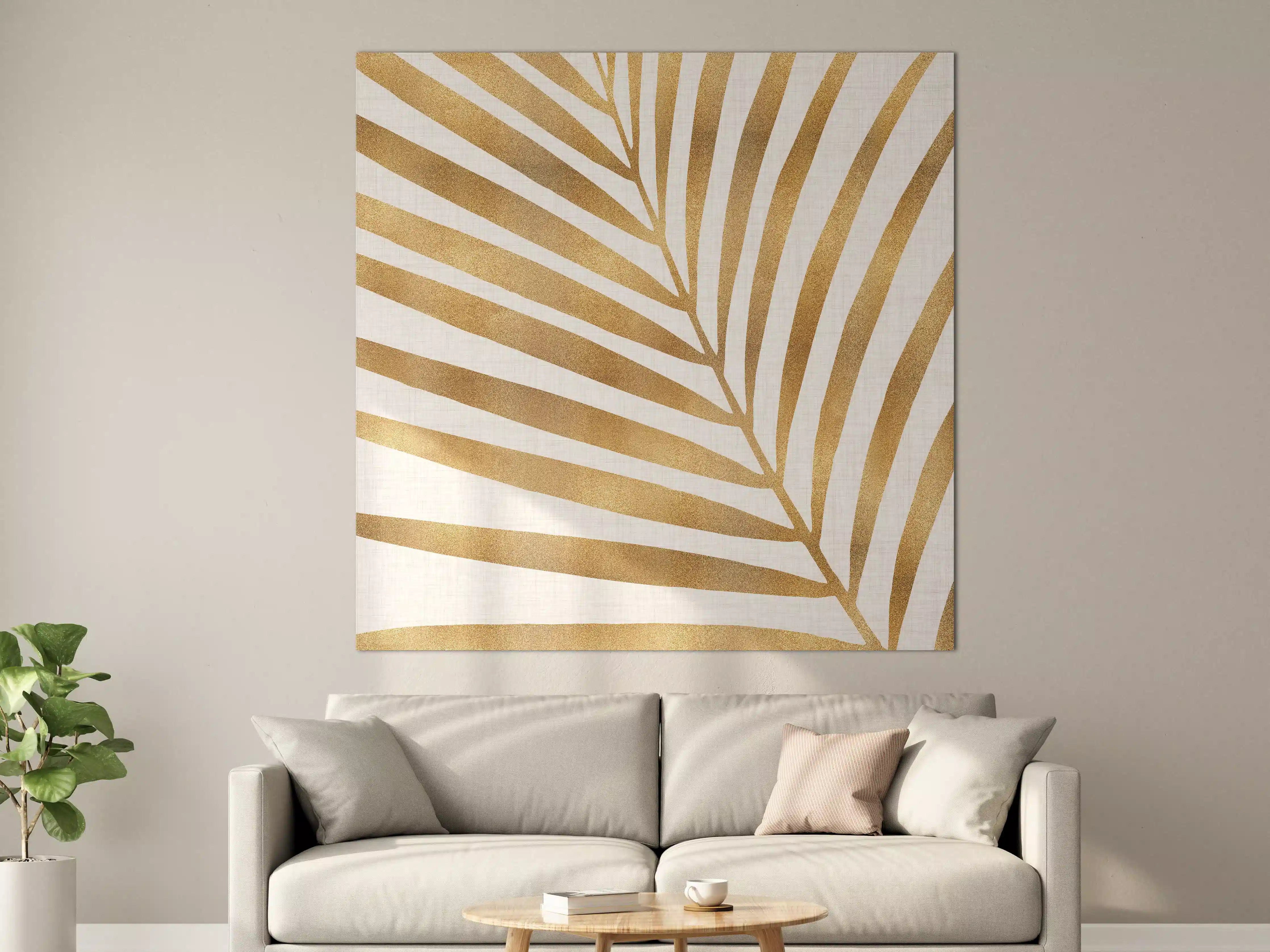 Große Wandbilder - Goldene Palmblatt-Design