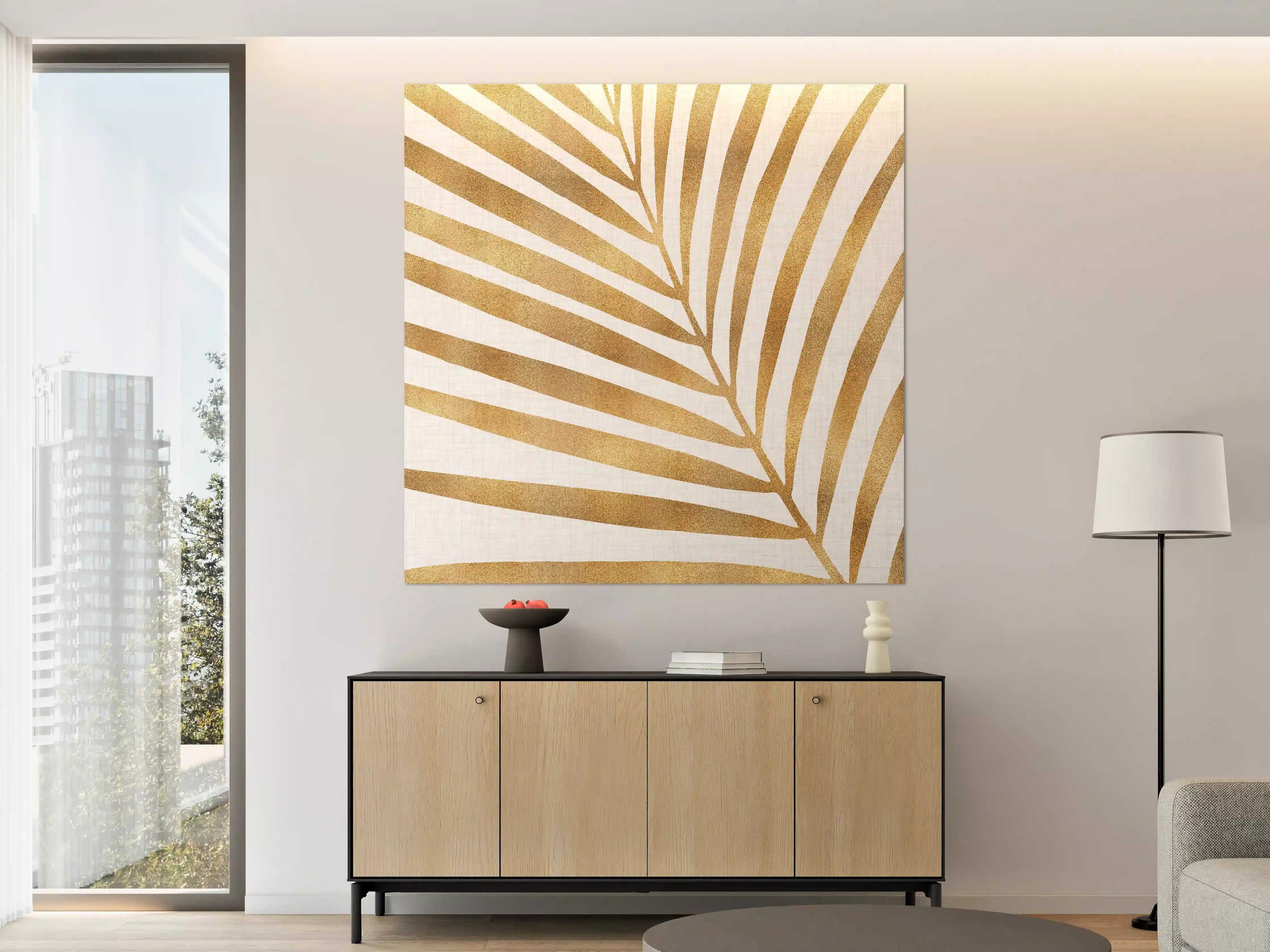 Große Wandbilder - Goldene Palmblatt-Design