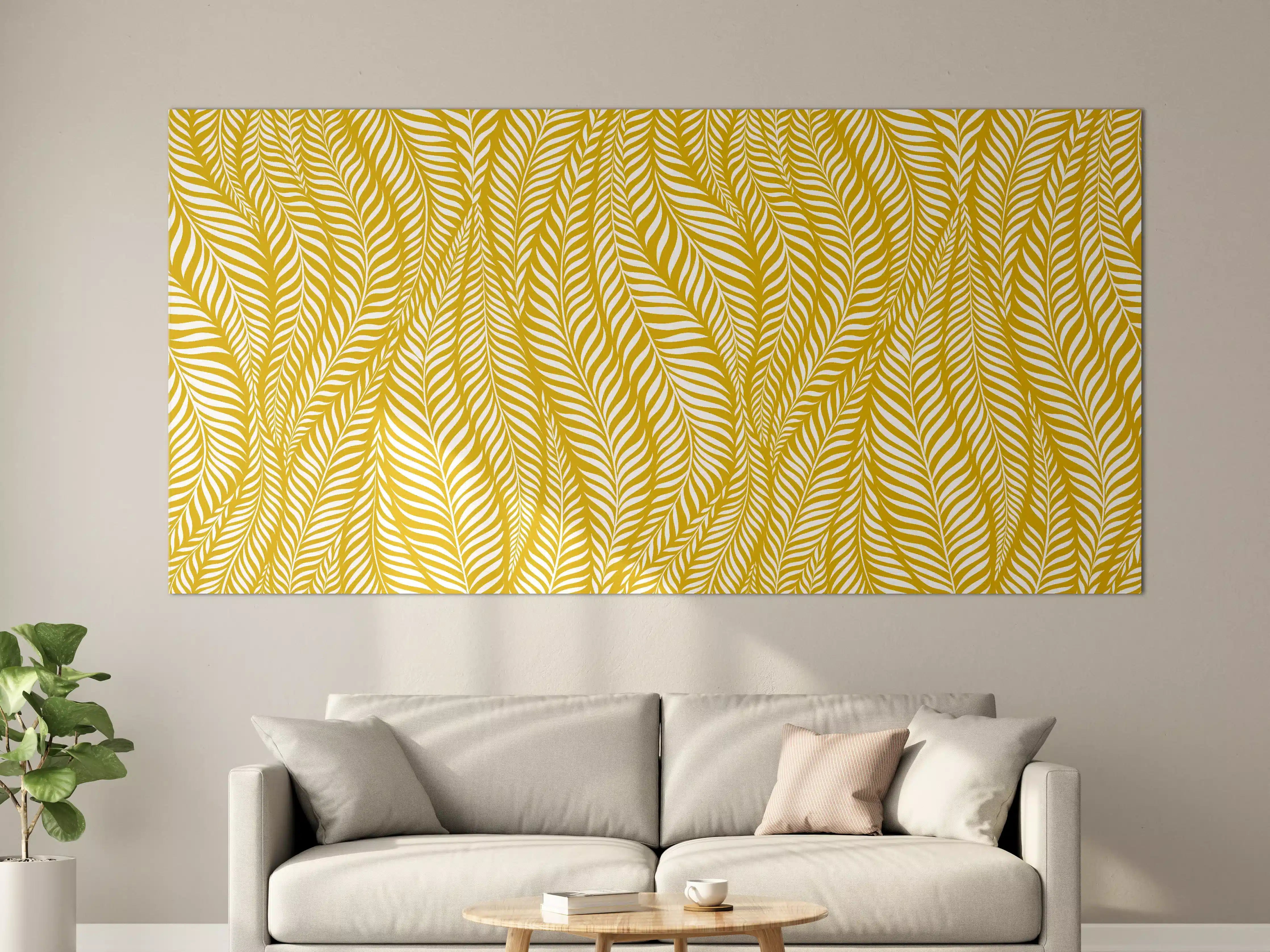 Große Wandbilder - Goldene Pflanzenmuster mit eleganter Farbgebung