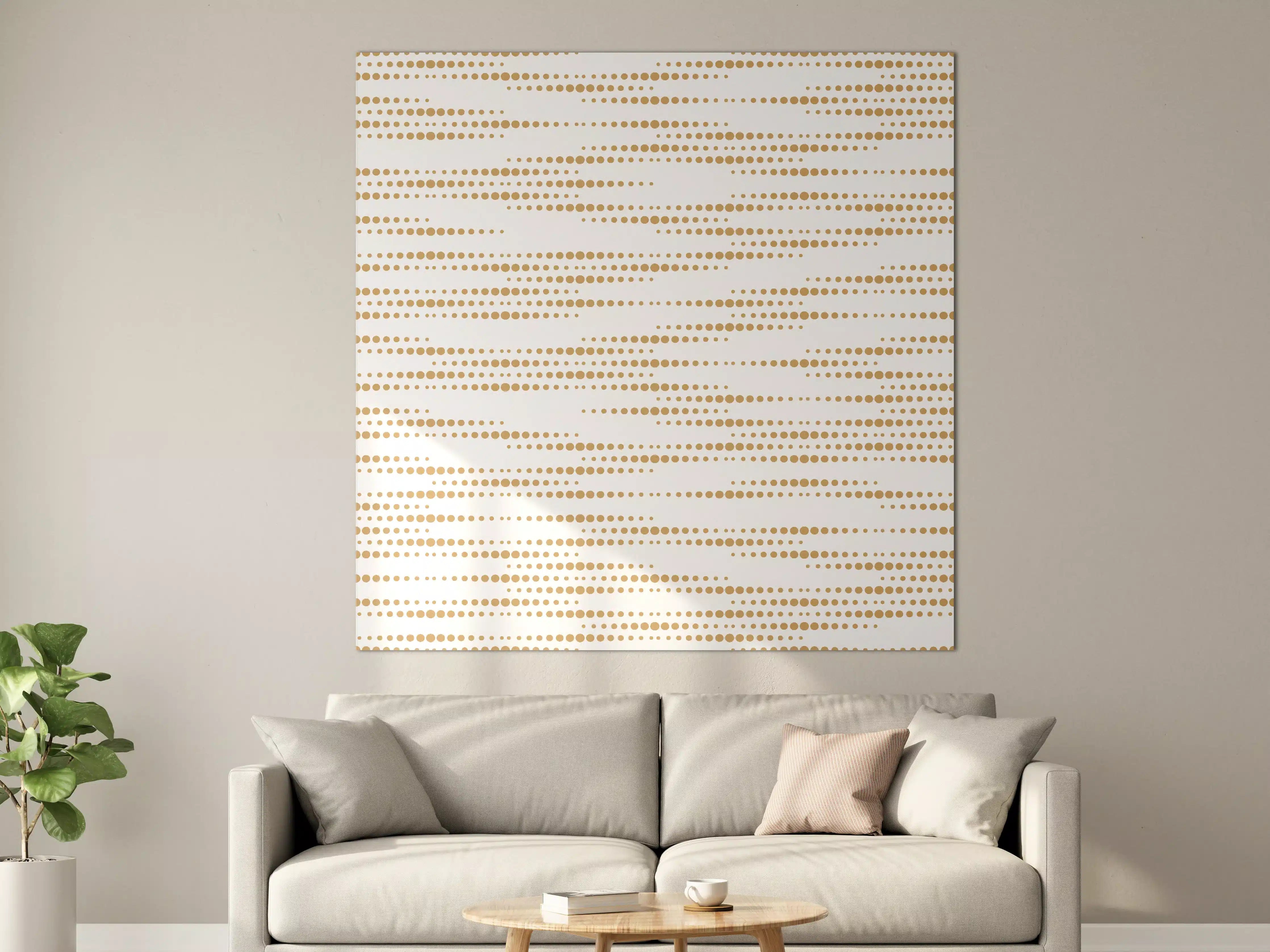Große Wandbilder - Goldene Punkte-Textur auf Weiß