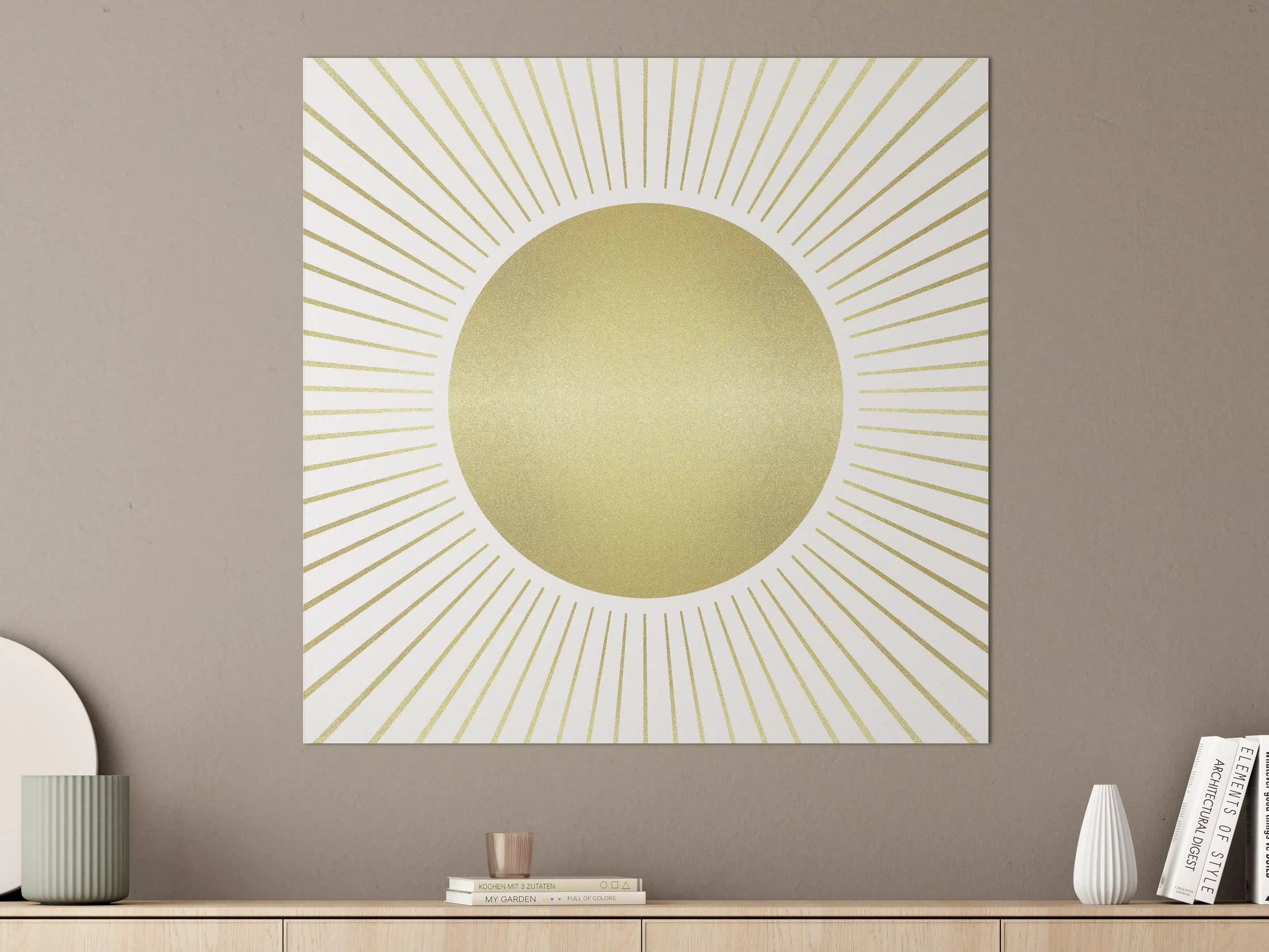 Große Wandbilder - Goldene Sonne mit Strahlen