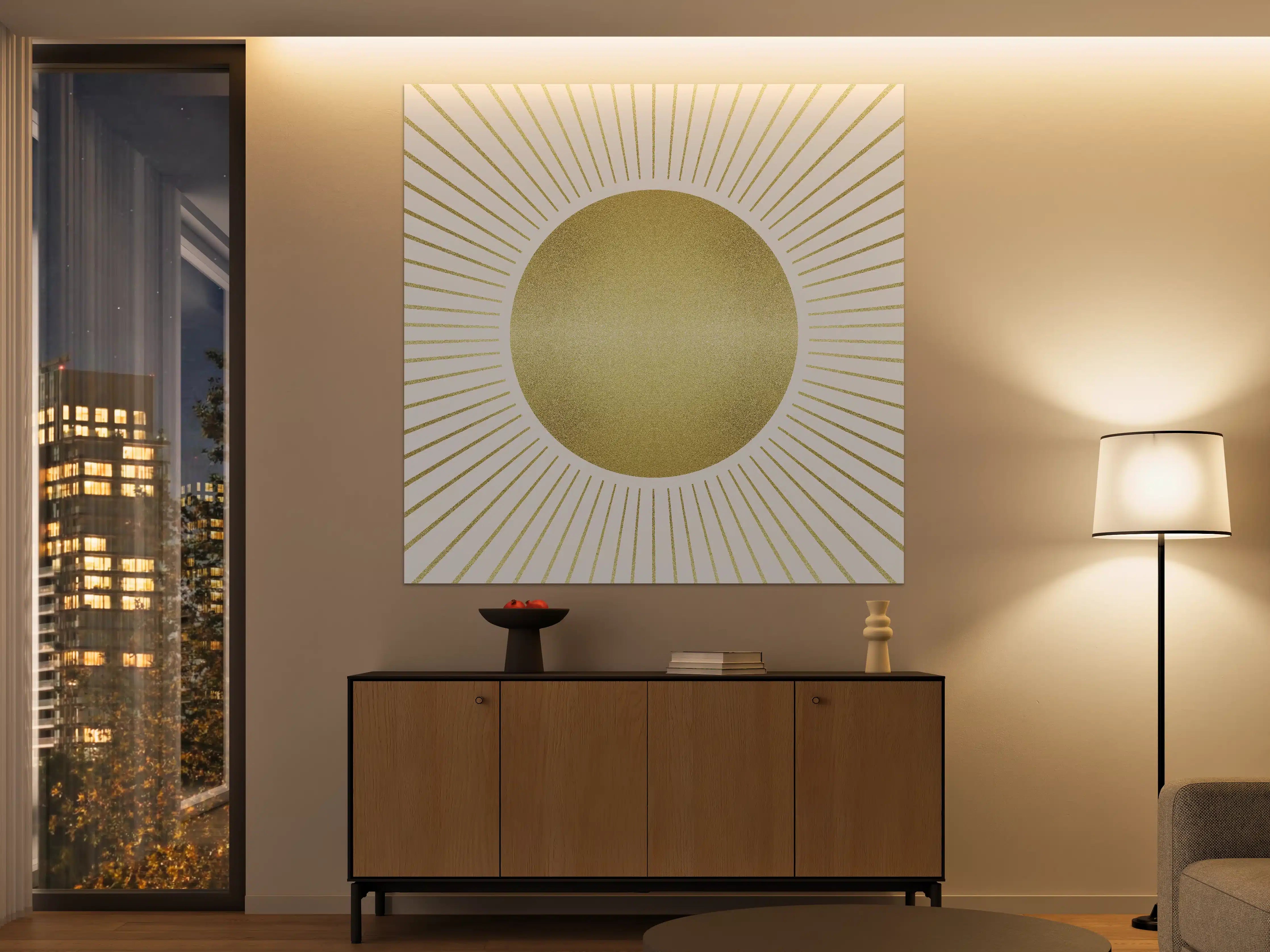 Große Wandbilder - Goldene Sonne mit Strahlen