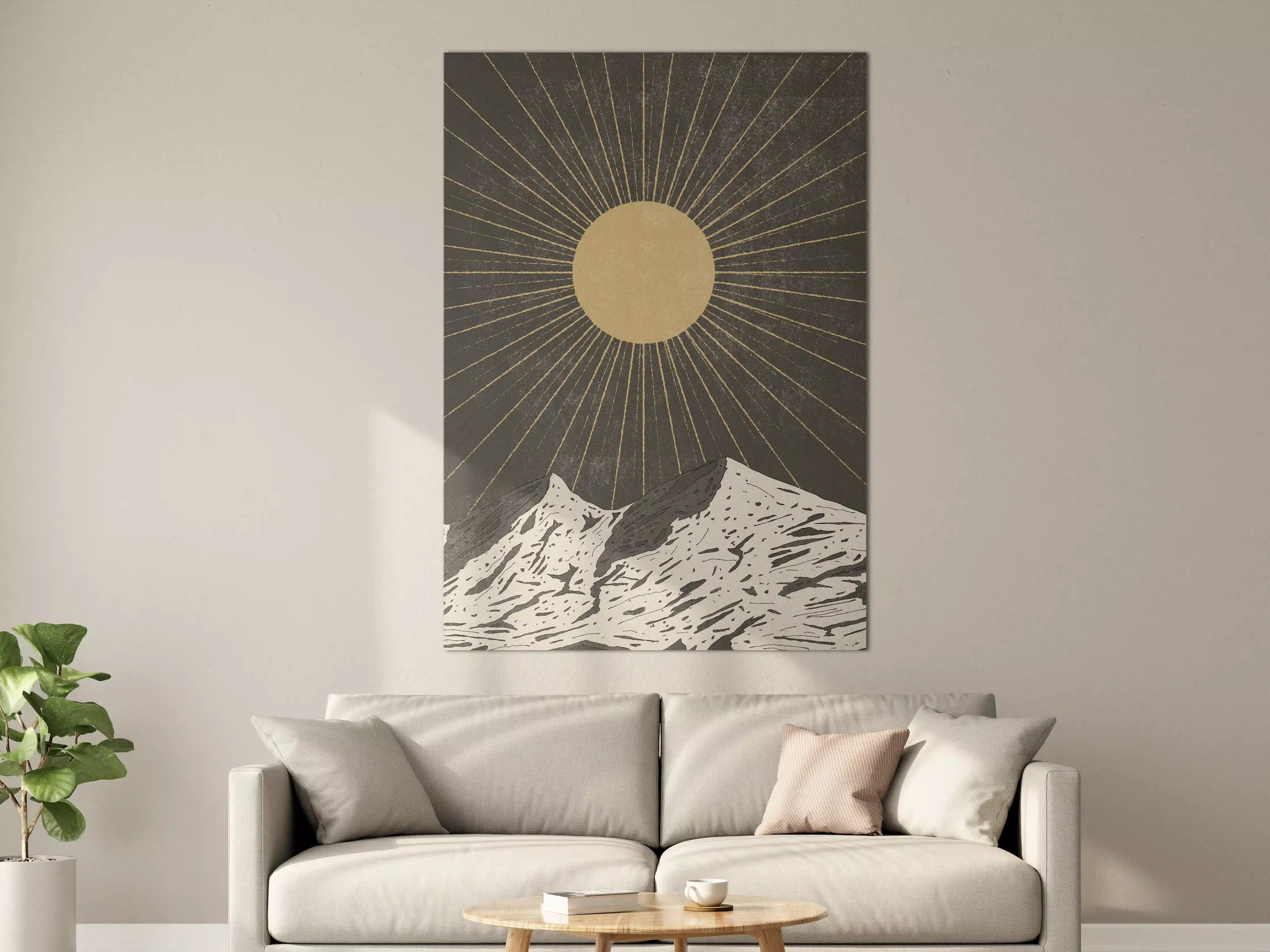 Große Wandbilder - Goldene Sonne über schneebedeckten Bergen