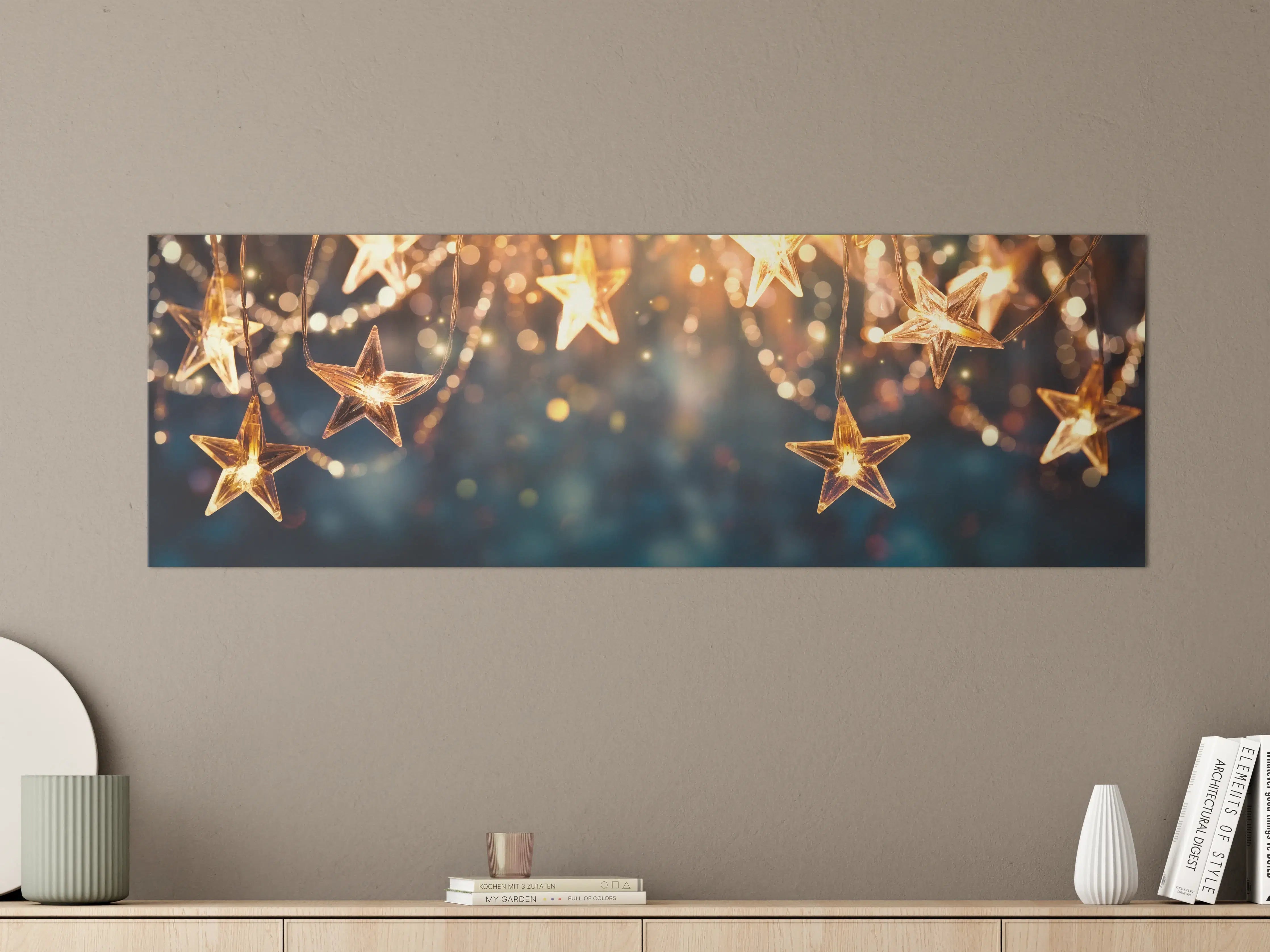 Große Wandbilder - Goldene Sternen Lichterkette
