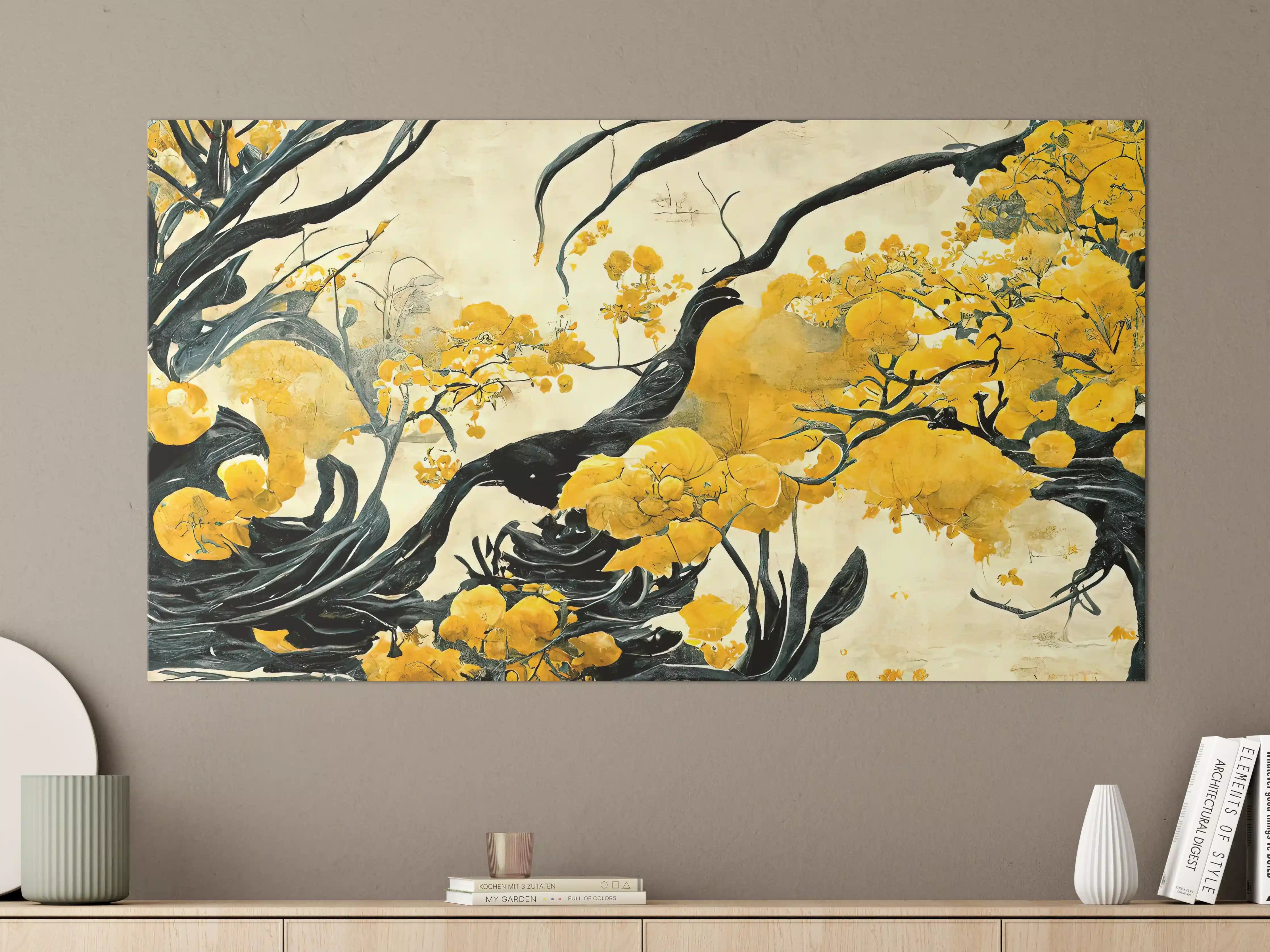 Große Wandbilder - Goldener Baum im asiatischen Stil