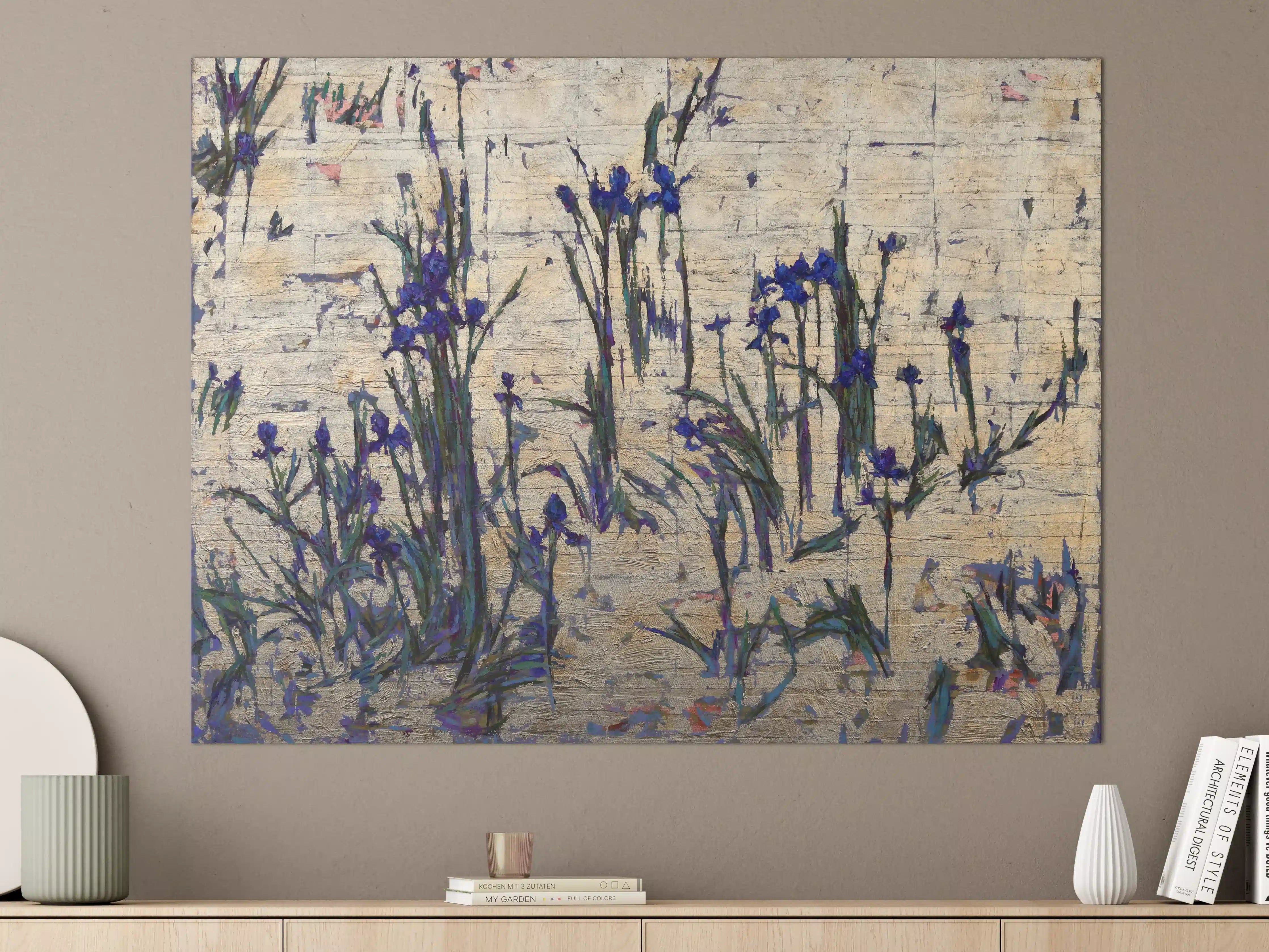 Große Wandbilder - Goldener Hintergrund mit Violet