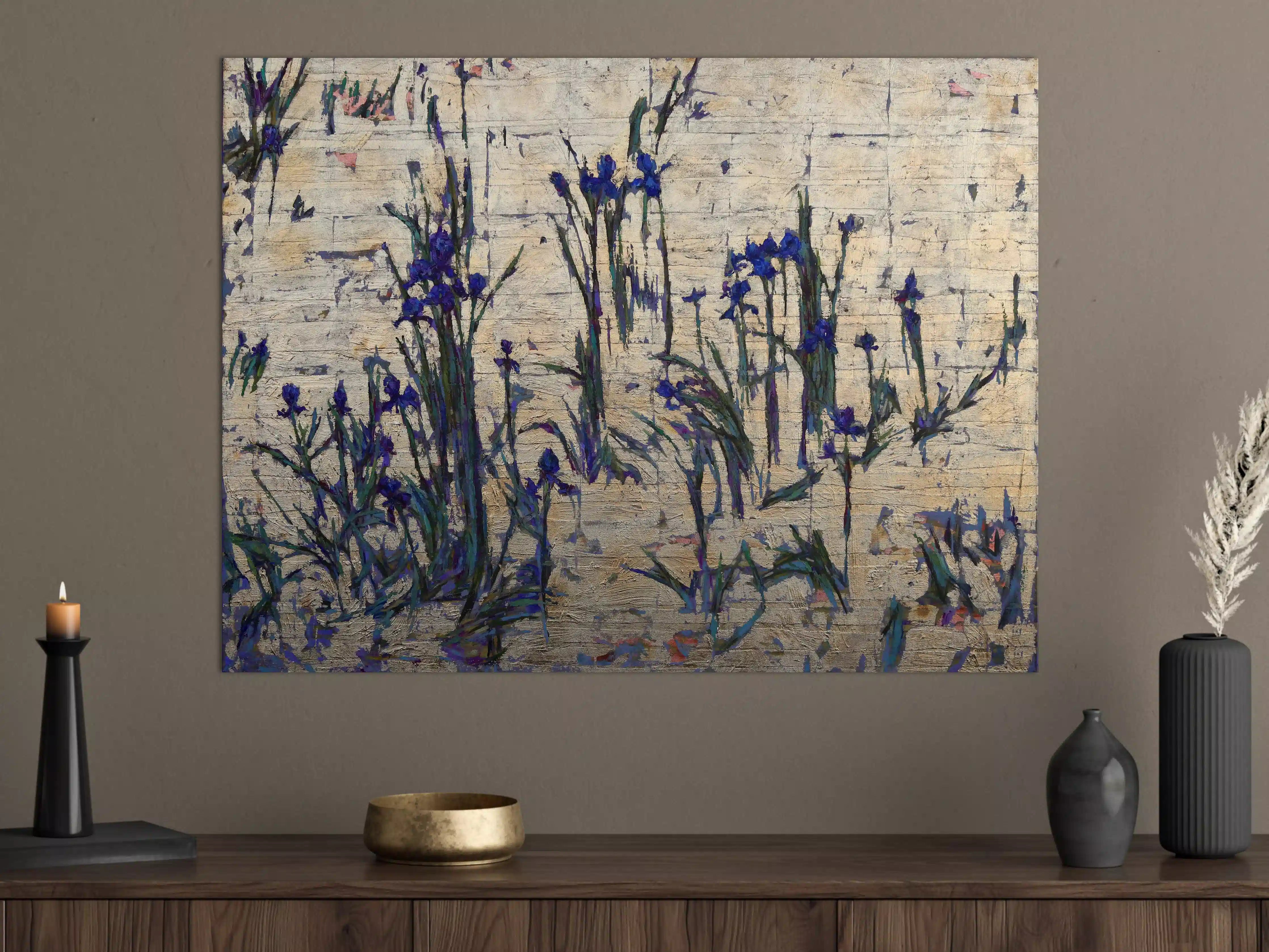 Große Wandbilder - Goldener Hintergrund mit Violet