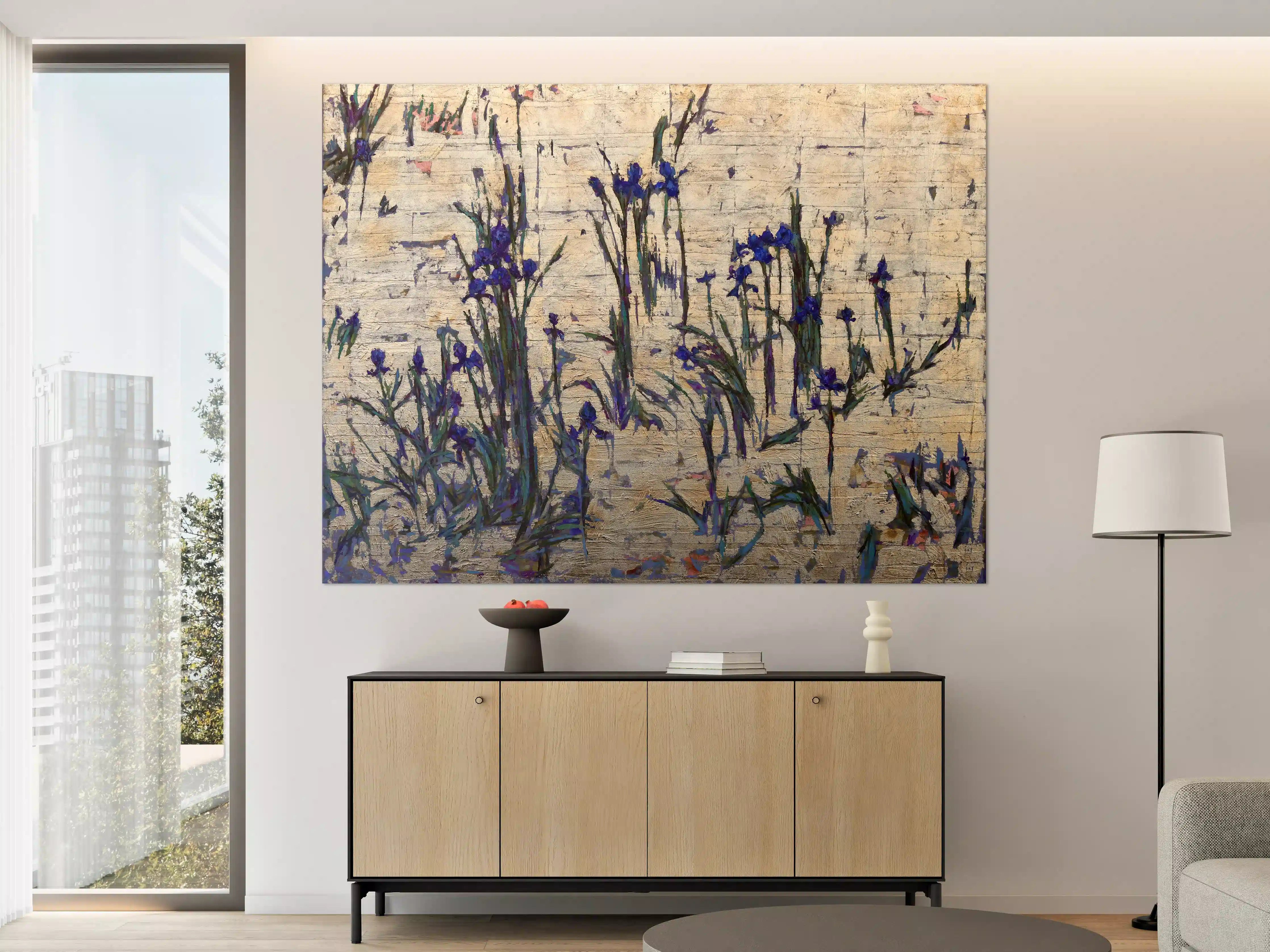 Große Wandbilder - Goldener Hintergrund mit Violet