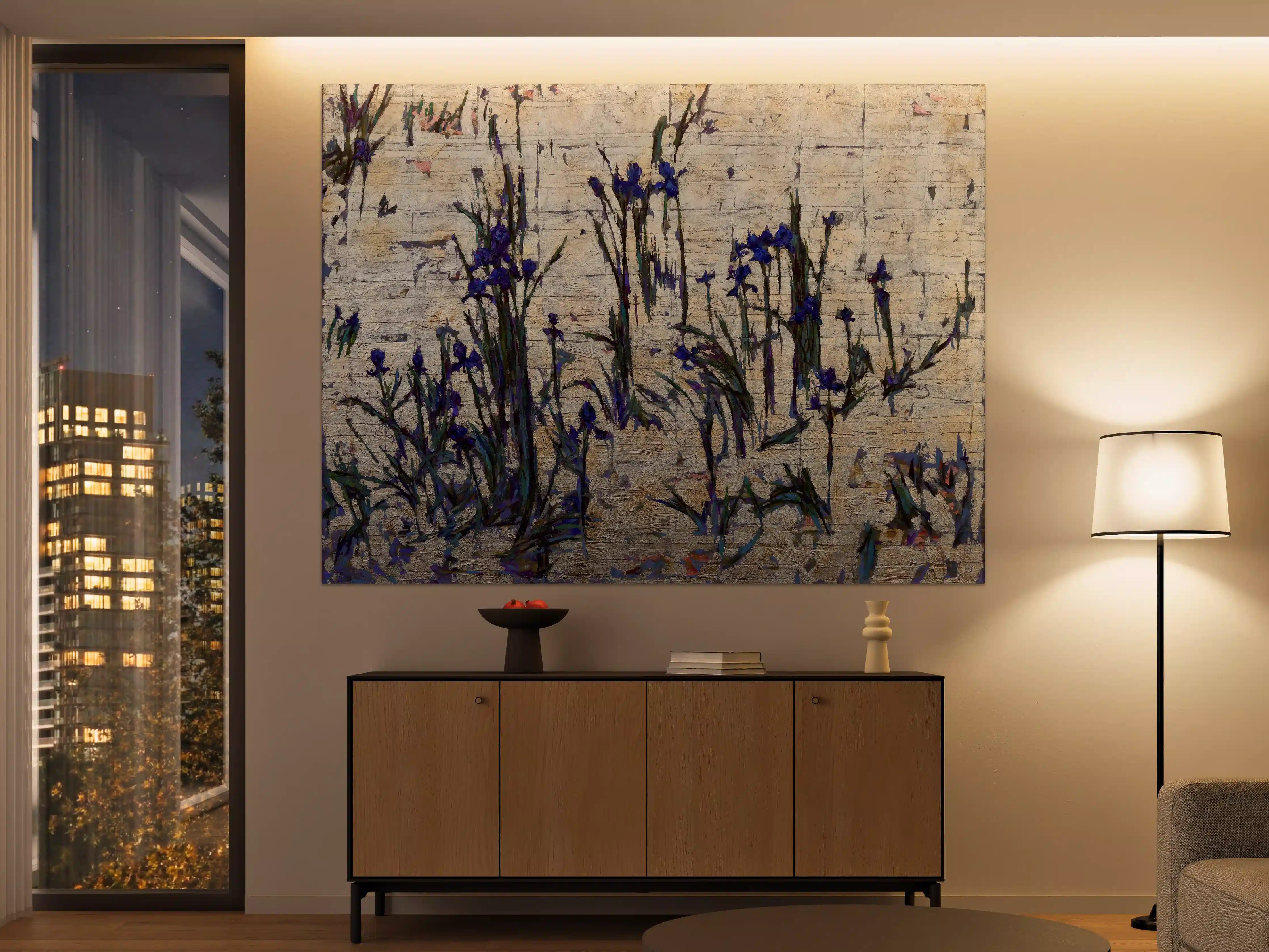 Große Wandbilder - Goldener Hintergrund mit Violet