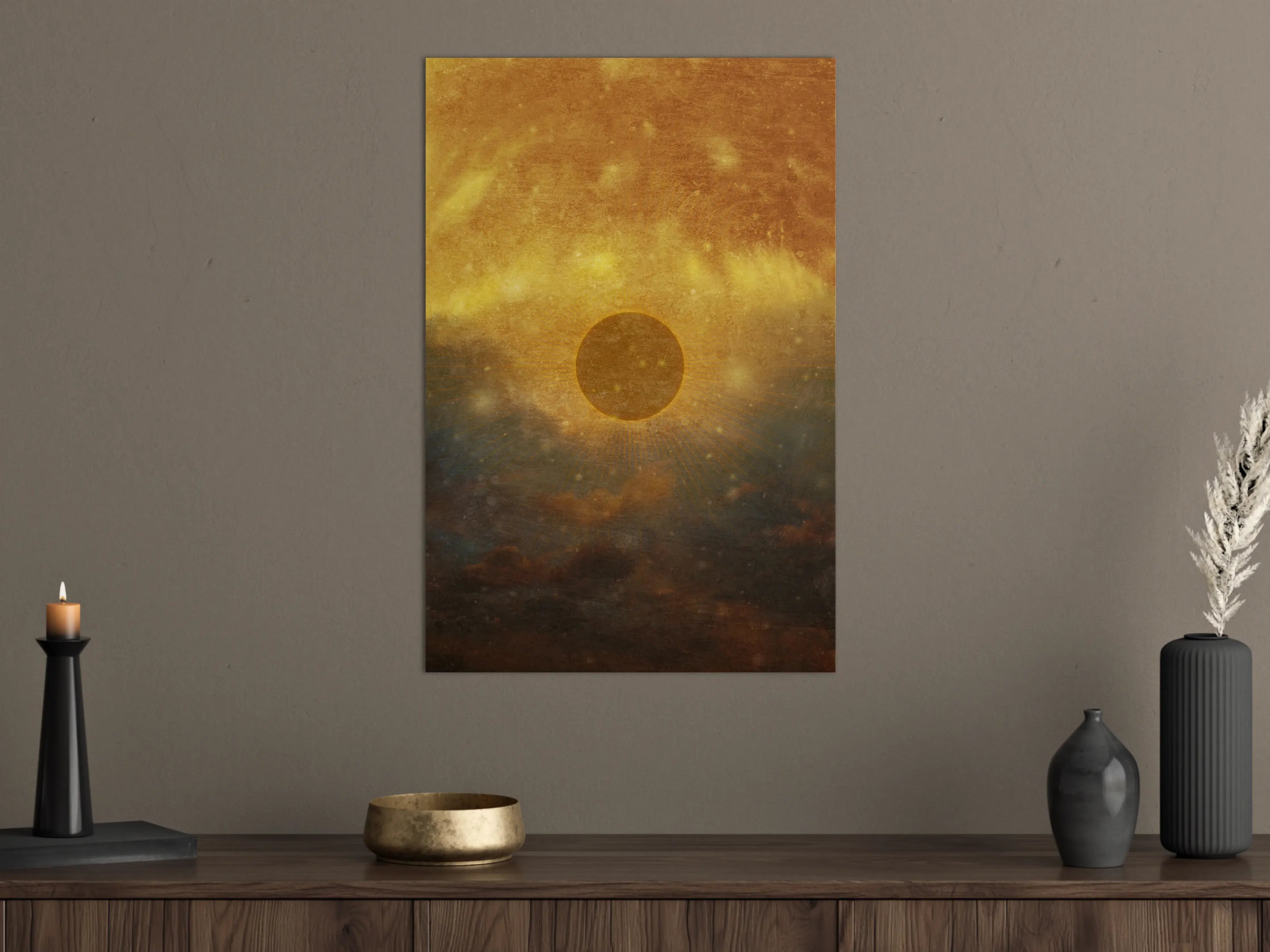 Große Wandbilder - Goldener Sonnenfinsternis-Himmel