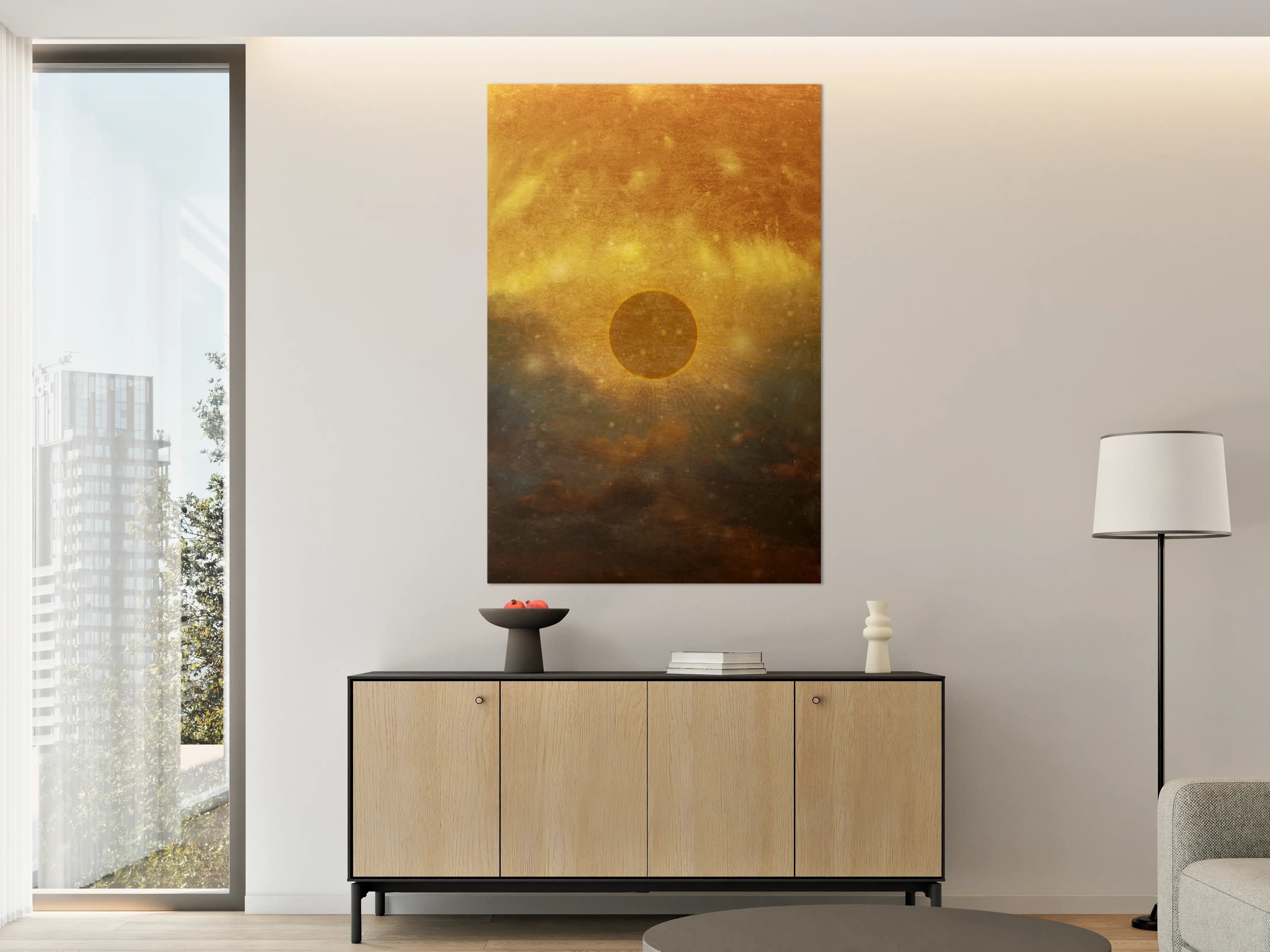 Große Wandbilder - Goldener Sonnenfinsternis-Himmel
